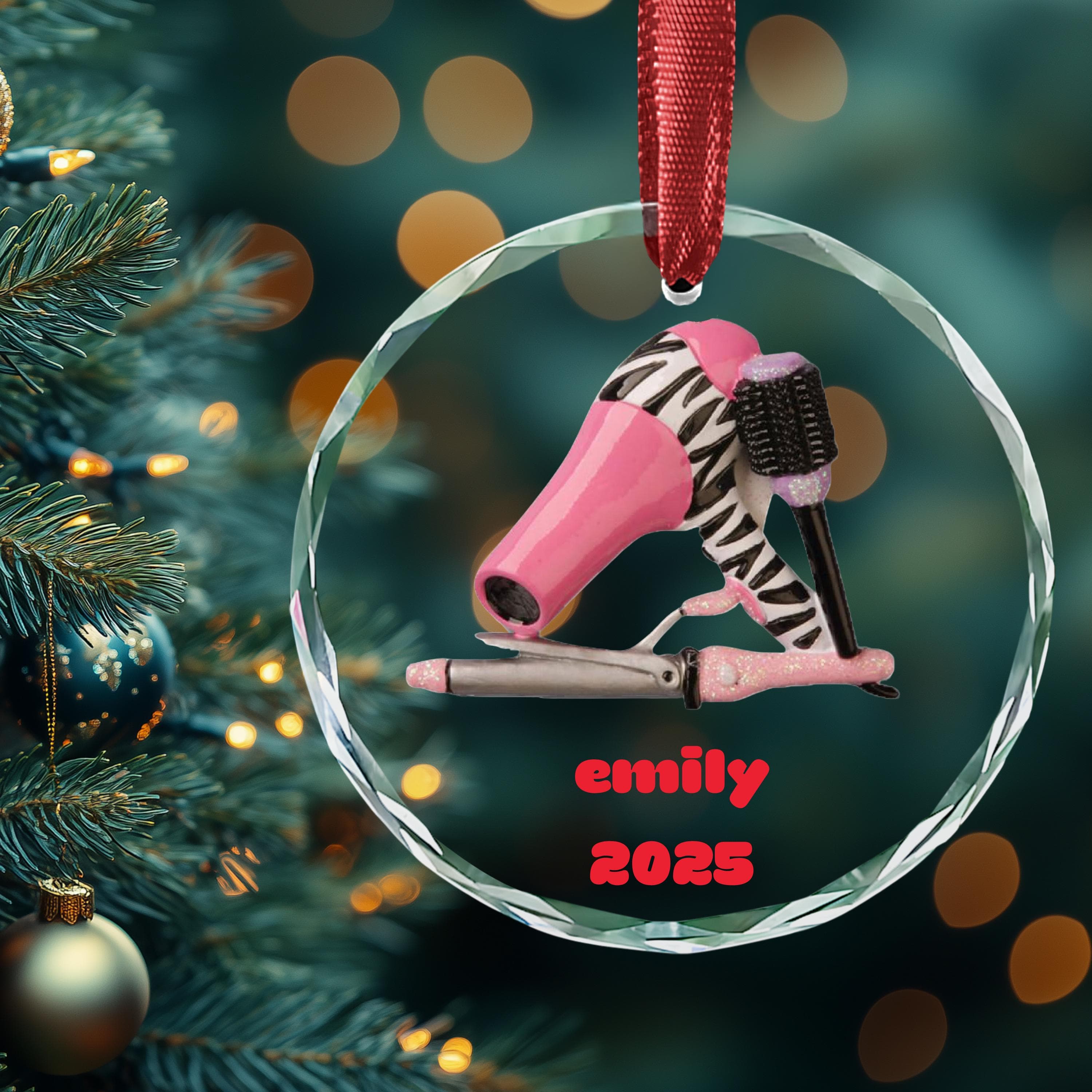 Hair Stylist Ornament, Blow-dryer Personalized Christmas Tree Ornament, Custom Hair Stylist 2025 Christmas Ornament Gifts for kids Girls - image 5