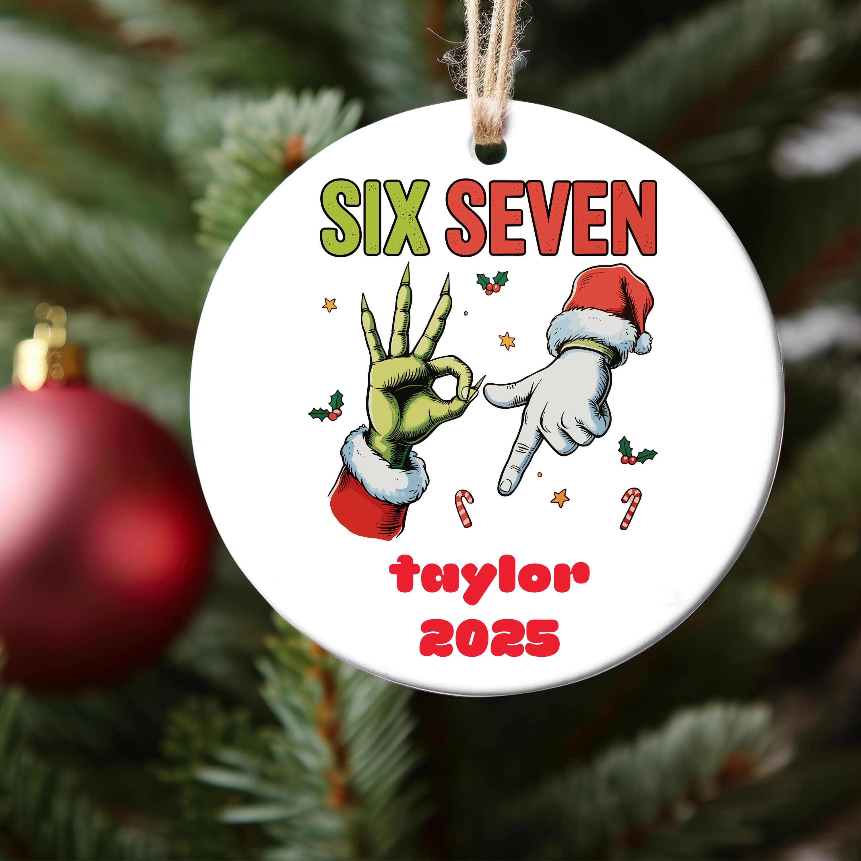 Personalized Six Seven Christmas Ornament, Custom 6 7 Funny Keepsake for kids, Family, Trending Six Seven, Six Seven Gift, 6 7 Ornament
