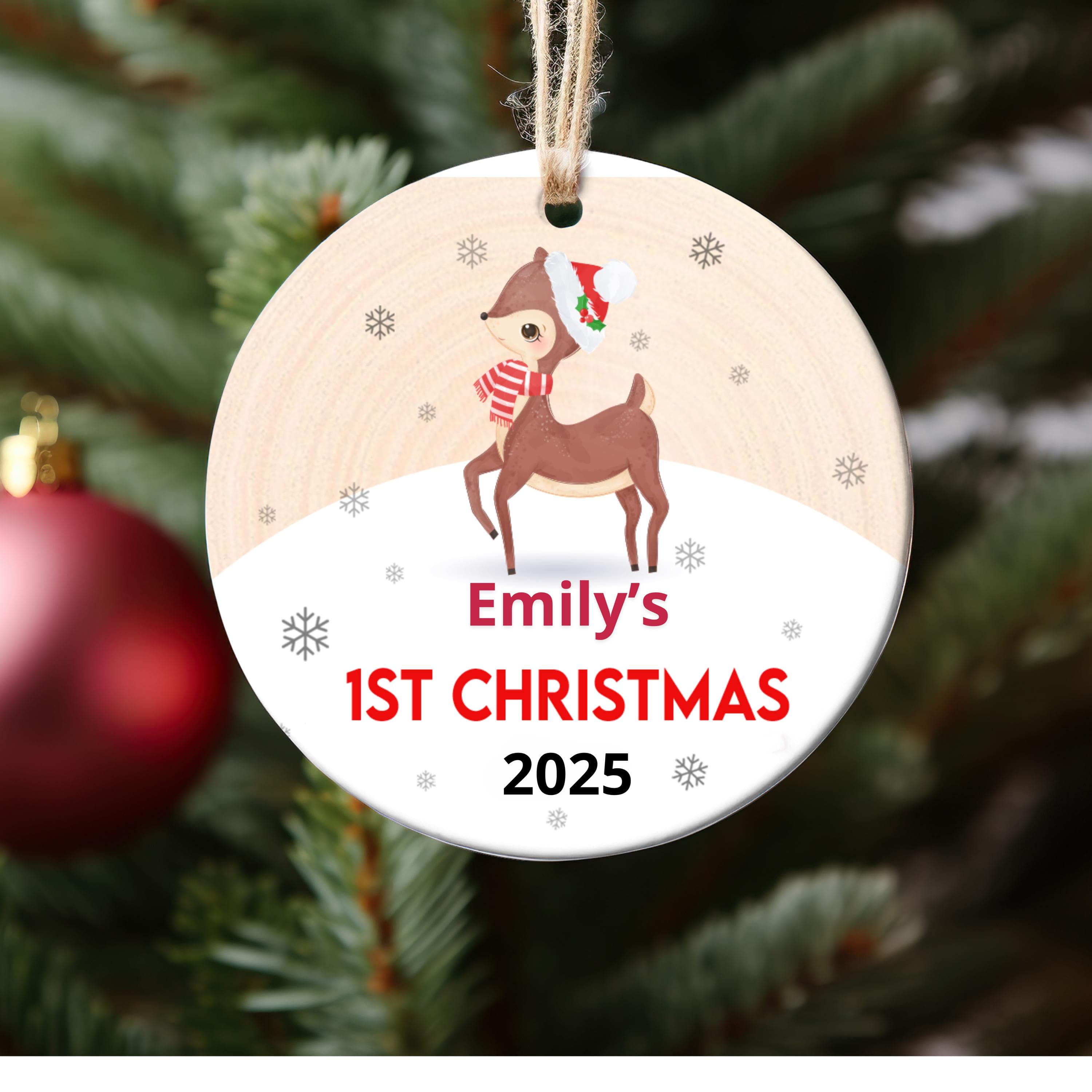 Baby's First Christmas Ceramic Ornament with Gift Box – Perfect Keepsake for Baby's First Holiday Celebration, Baby Boy Ornament