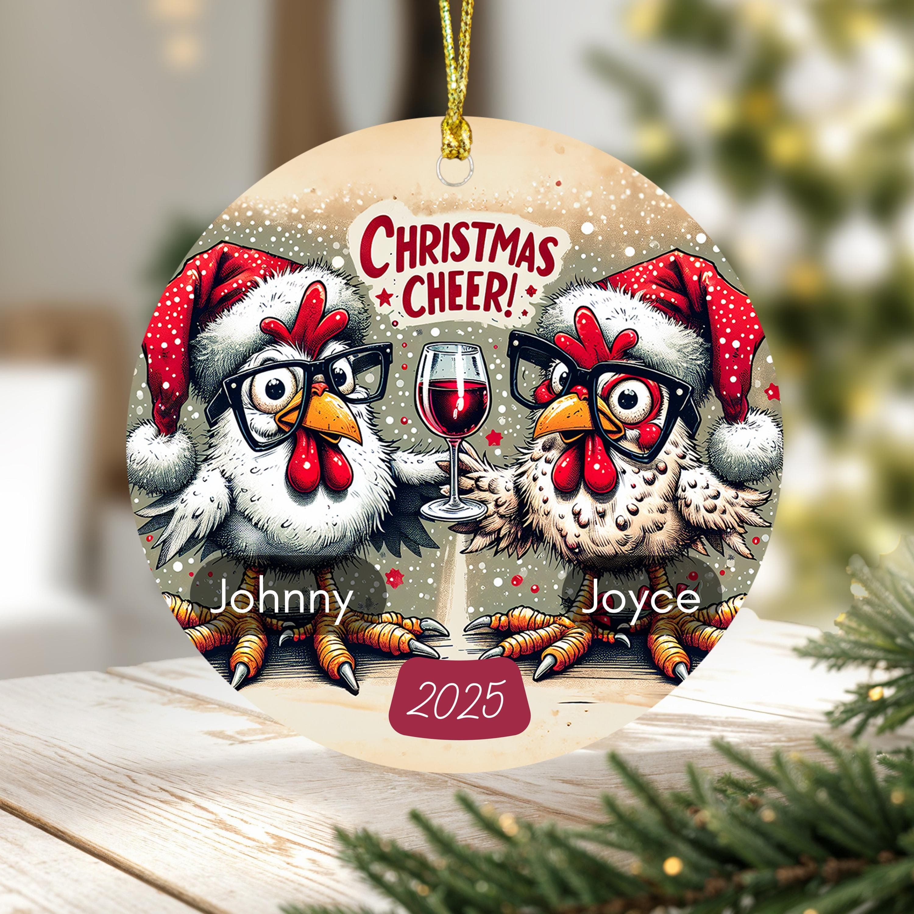 Funny Christmas Chicken Home Decor with our Charming Coaster, Rooster Ceramic Ornament, Christmas Keepsake, Christmas Rooster - image 3