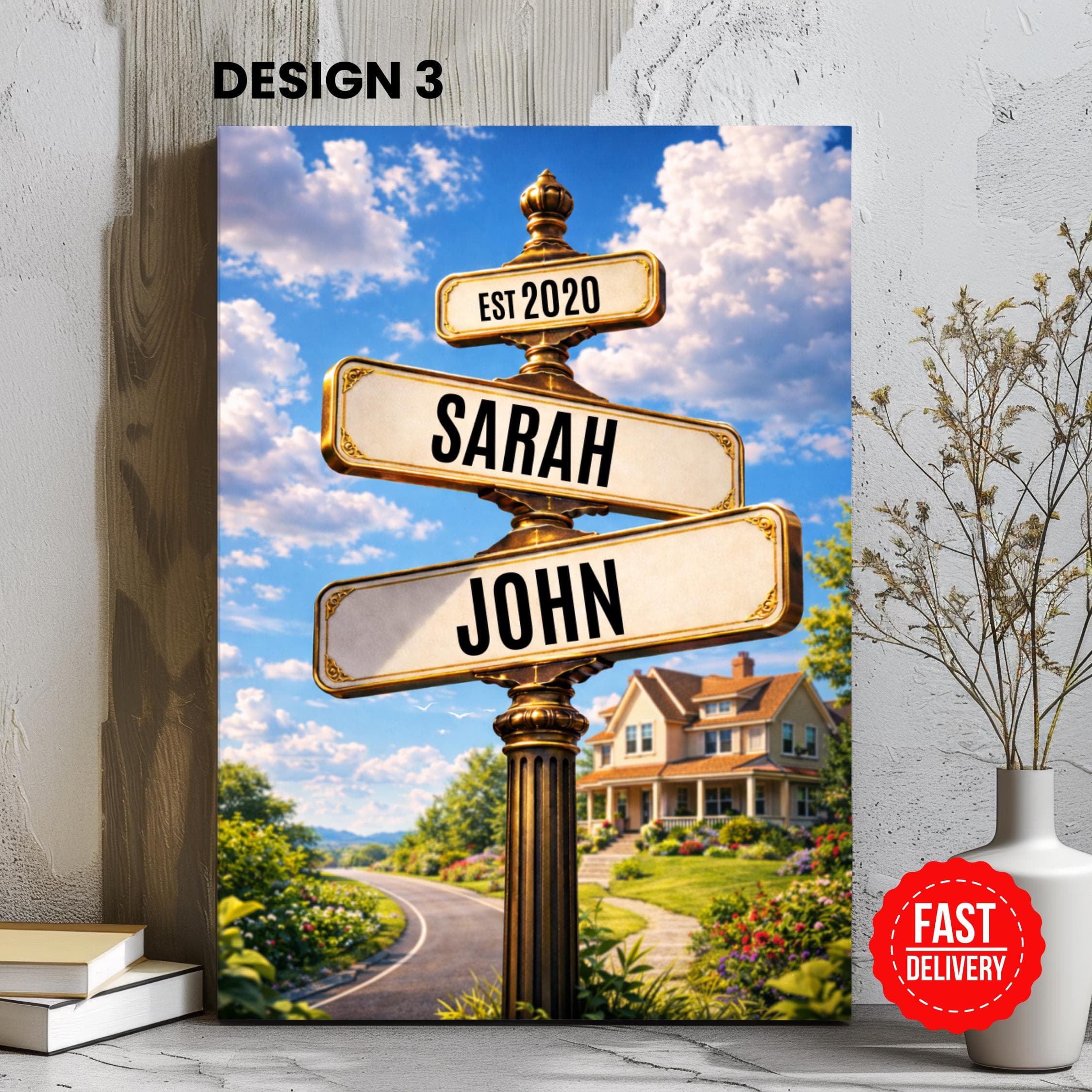Personalized Street Sign Poster, Vintage Custom Street Sign Canvas, Engagement Wedding Gift, Couple Home Wall Art, Anniversary Gifts - image 4
