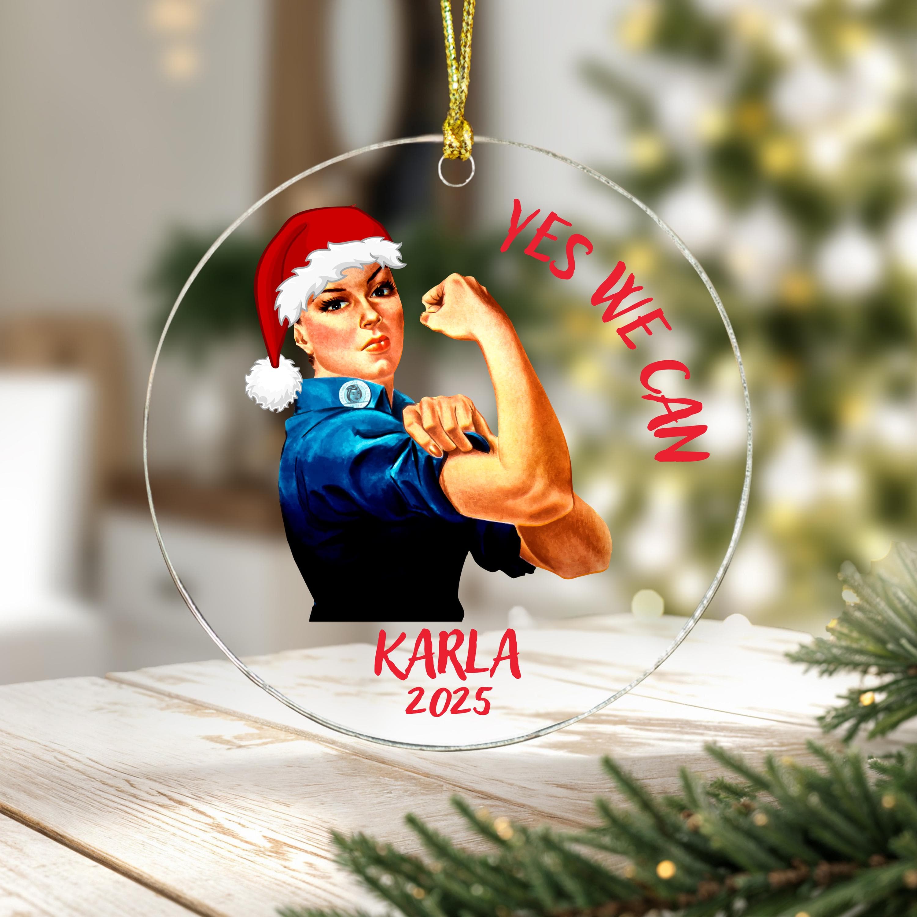 Personalized Girl Power Christmas Ornament, Yes We Can Ornament - image 4