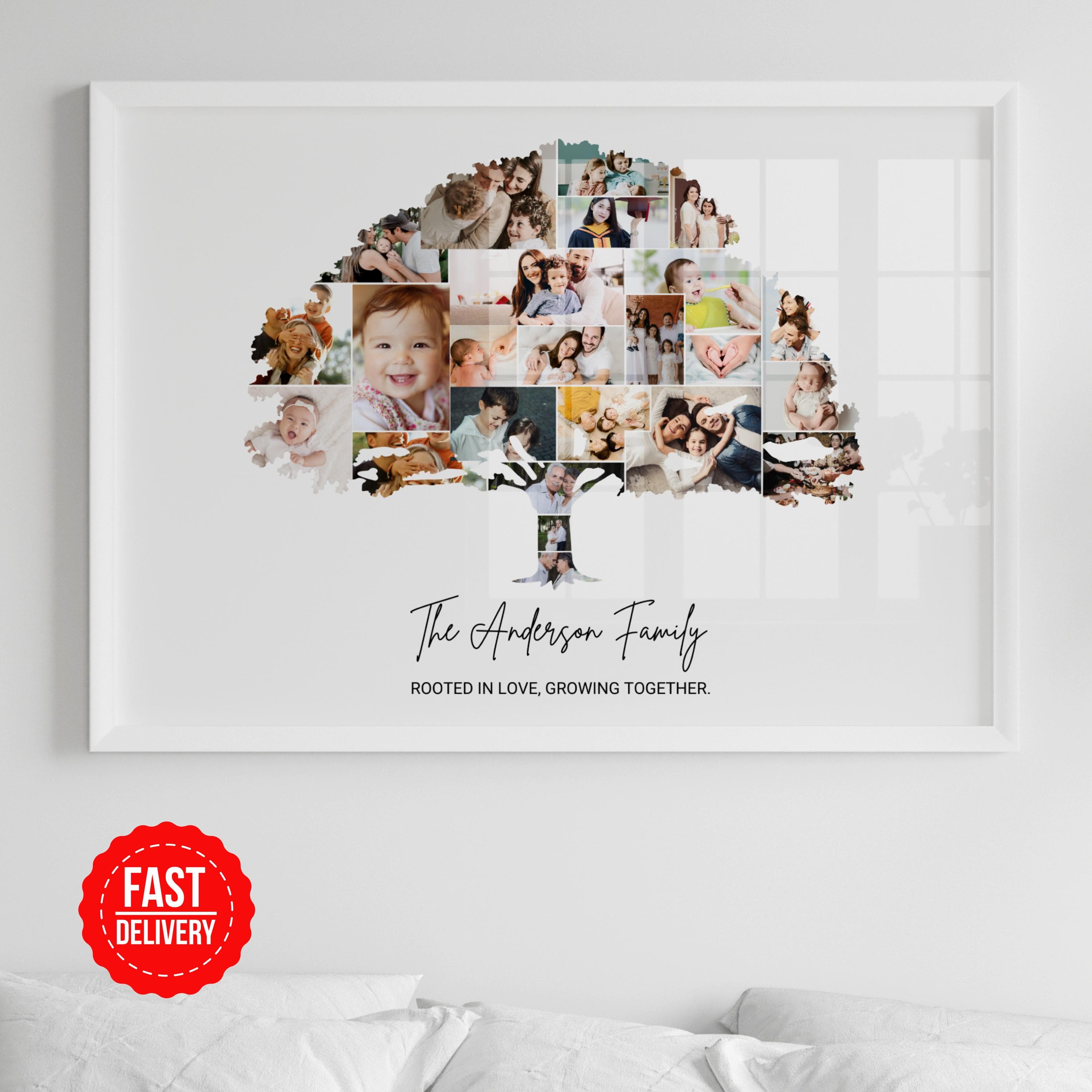 Family Tree Photo Poster, Family Tree Collage Wall Art, Custom Poster Print,  Personalized Poster Gifts, Photo to Poster Wall Art