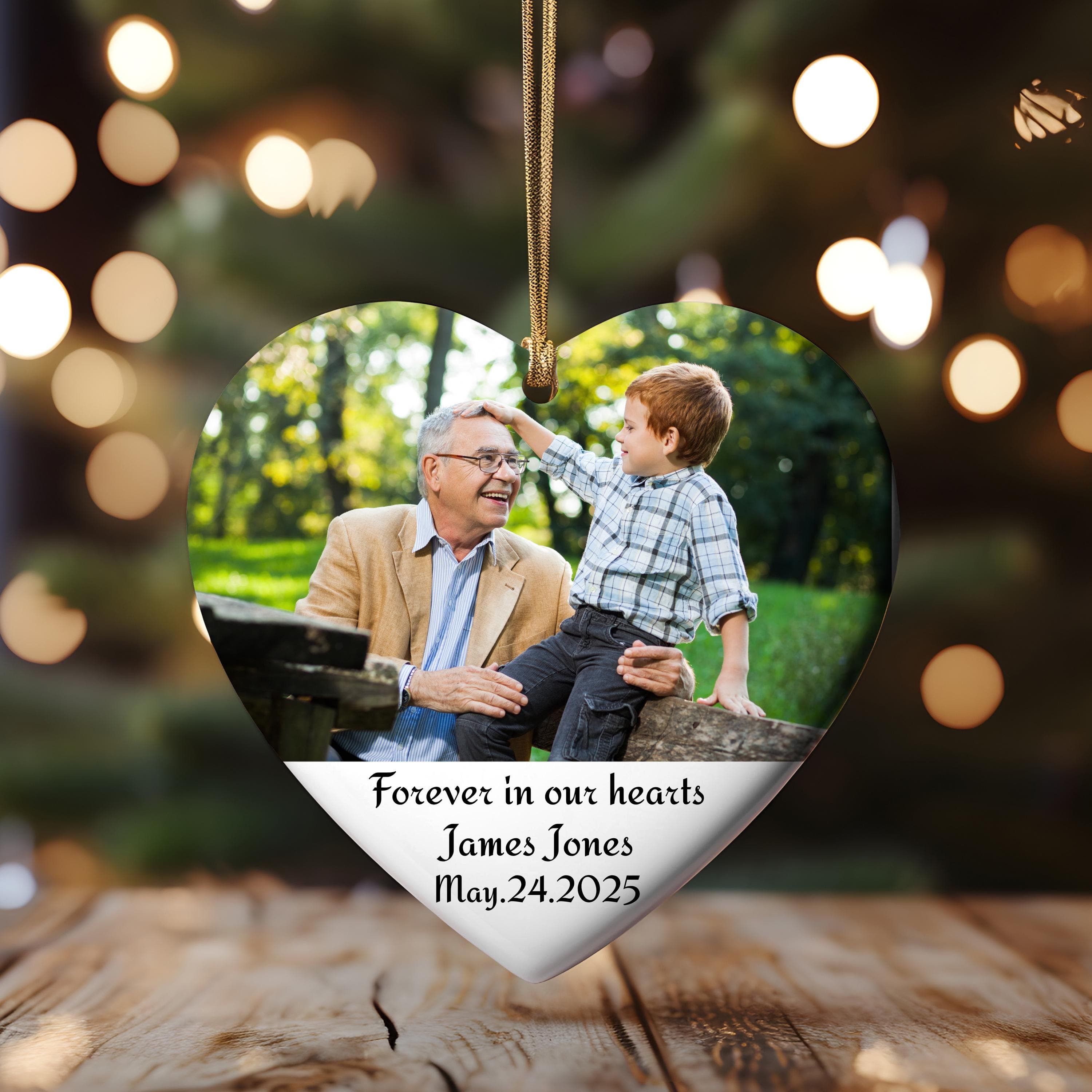 Custom Photo Memorial Ornament, Grandfather Memorial Christmas Ornament, In Loving Memory Ornament, Loss Of Loved One Ornament - image 3
