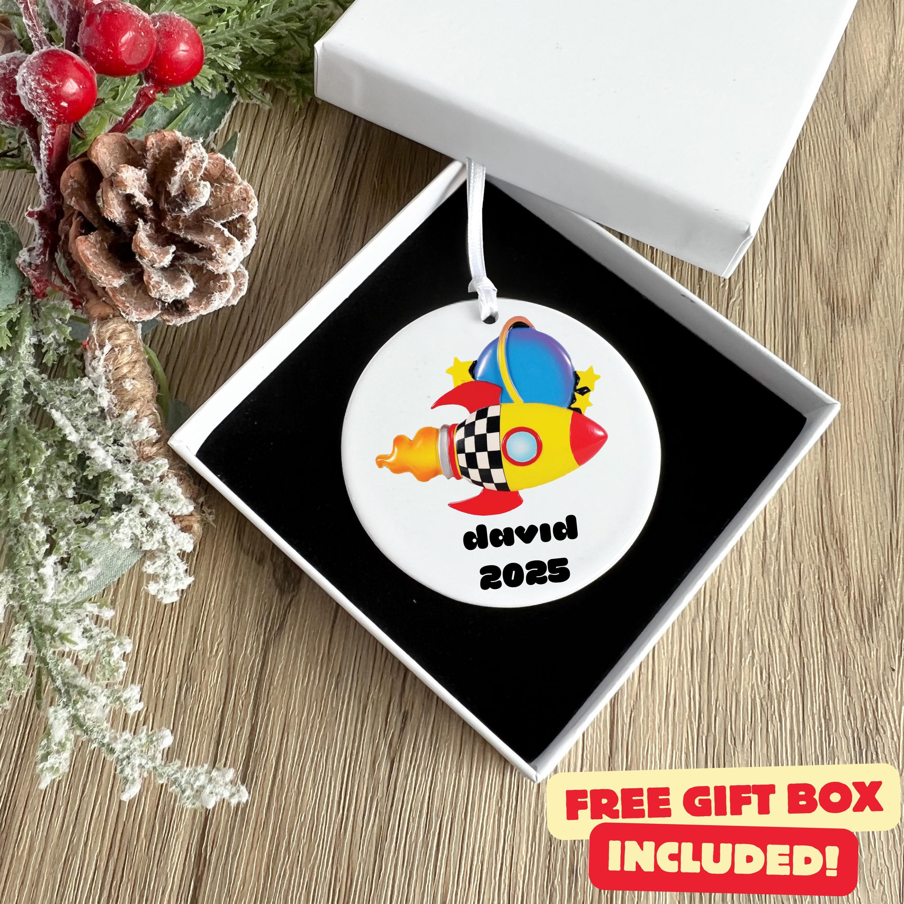 Rocket Spaceship Custom Kids Ornament, Personalized Planet Christmas Ornament, Customize Gift for Kids Family, Best Christmas Toys 2025 - image 2