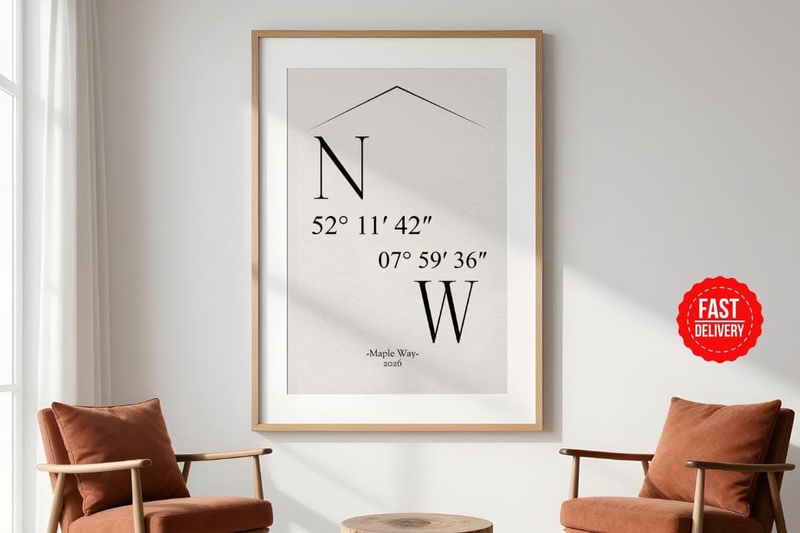 Custom Location Coordinates Poster Print, Location Print Wall Art, Personalized Coordinates Sign Poster, New Home Gifts, Where it All Began