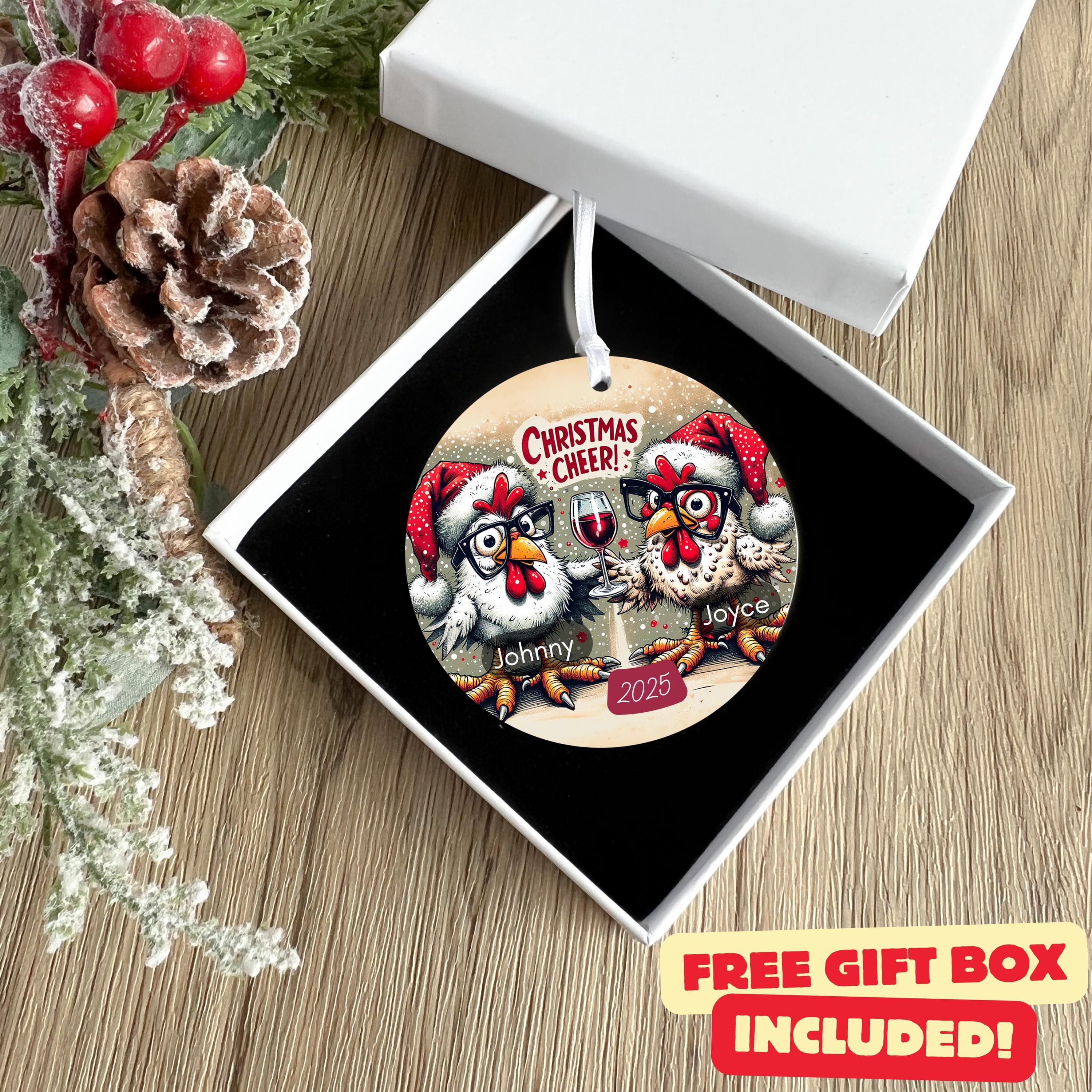 Funny Christmas Chicken Home Decor with our Charming Coaster, Rooster Ceramic Ornament, Christmas Keepsake, Christmas Rooster - image 4