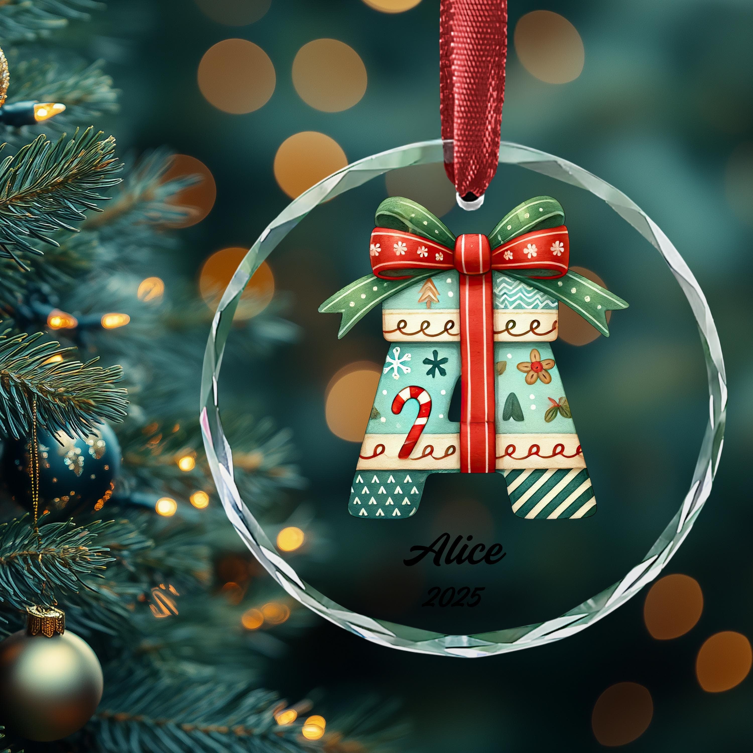Alphabet Letter Ornament, Personalized Initial Decoration, Monogram Christmas Ornament, Holiday Gift, Custom Tree Decor - image 5