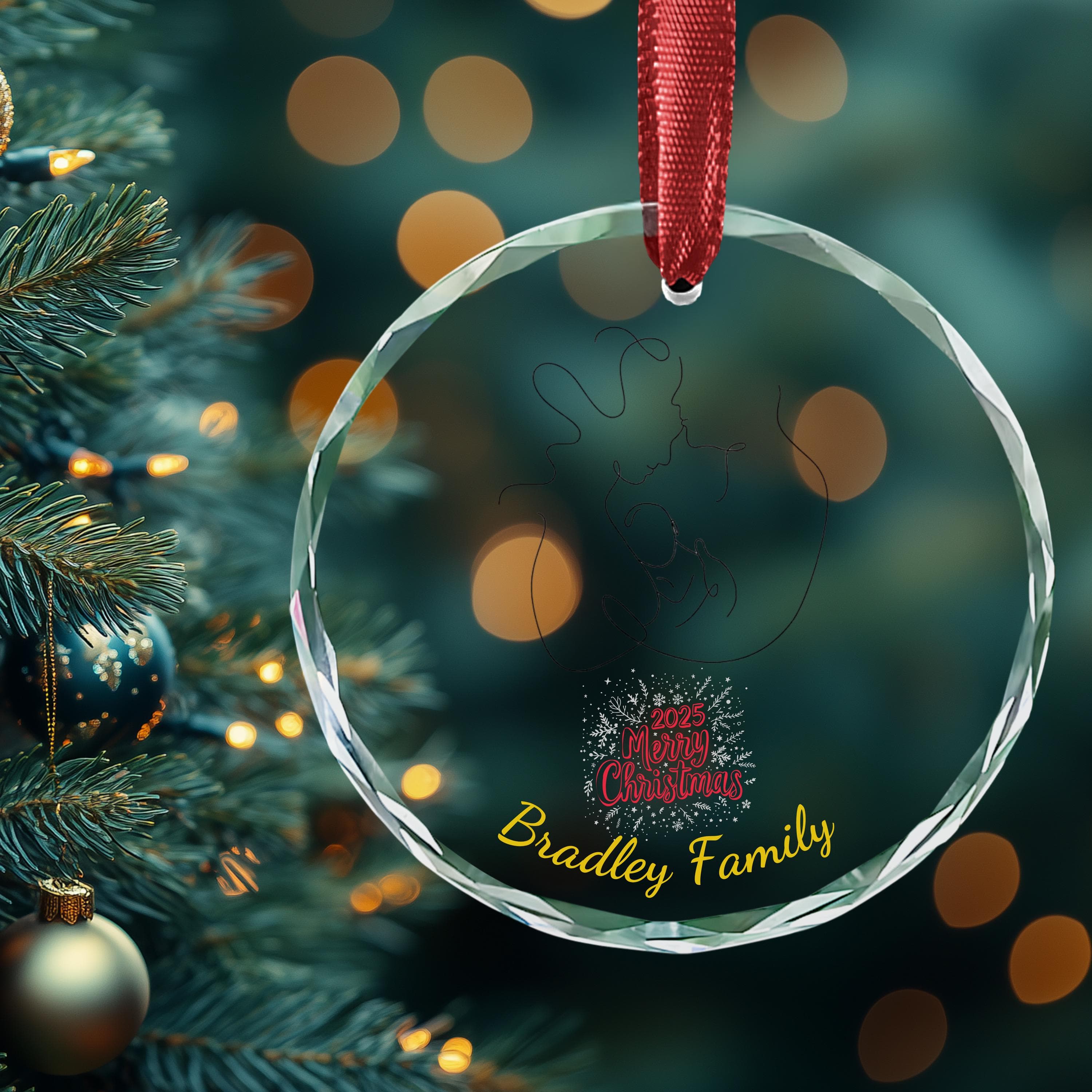 Custom Family Ornament, Custom Couples Ornament 2025, Christmas Keepsake, Family with Kids - image 5