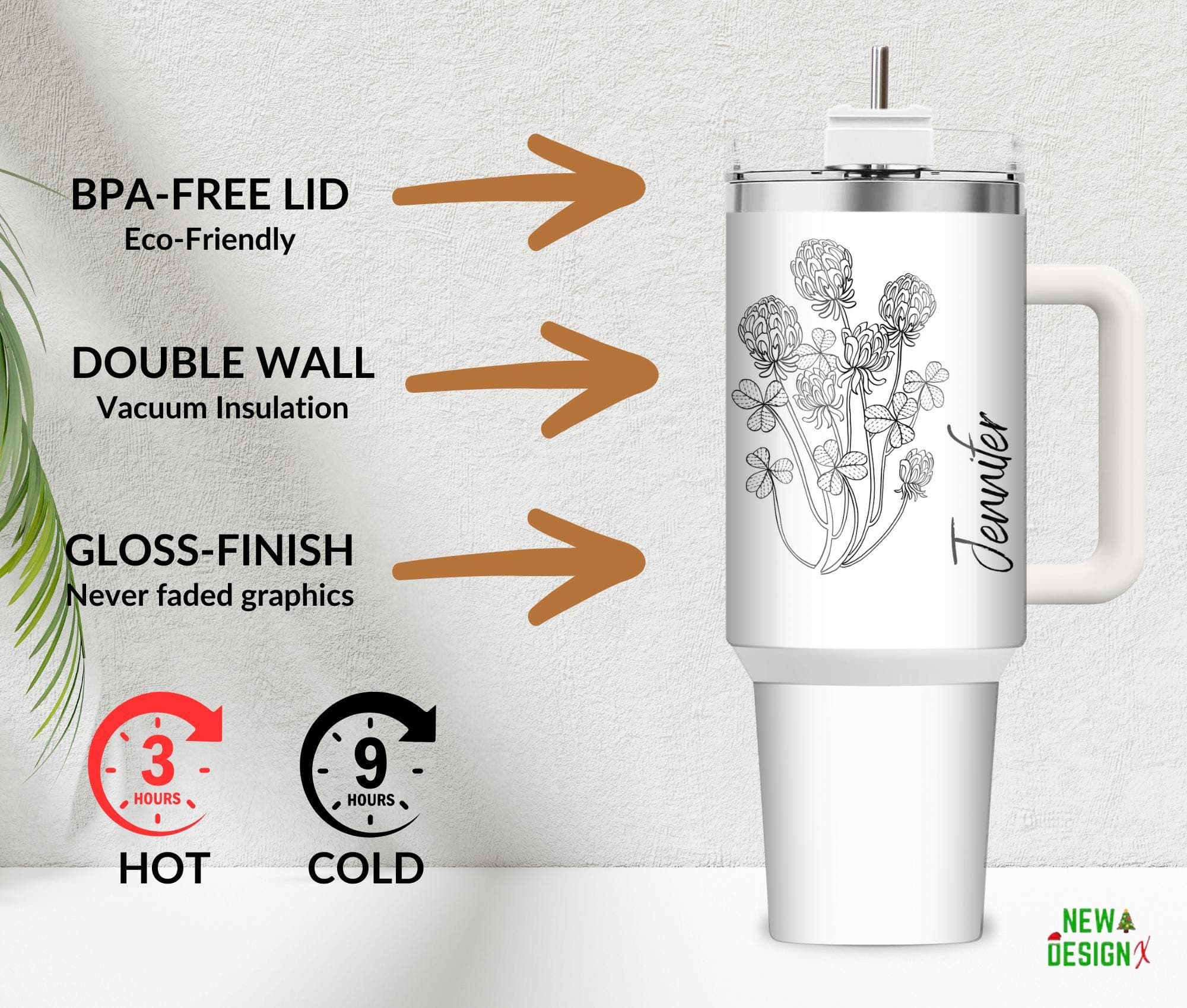 Personalized Birth Flower 40oz Tumbler, Mothers Day Gift,  Custom Birth Flower Tumbler, Bridesmaid Proposal Gifts Wedding Tumbler To Go Mugs - image 5