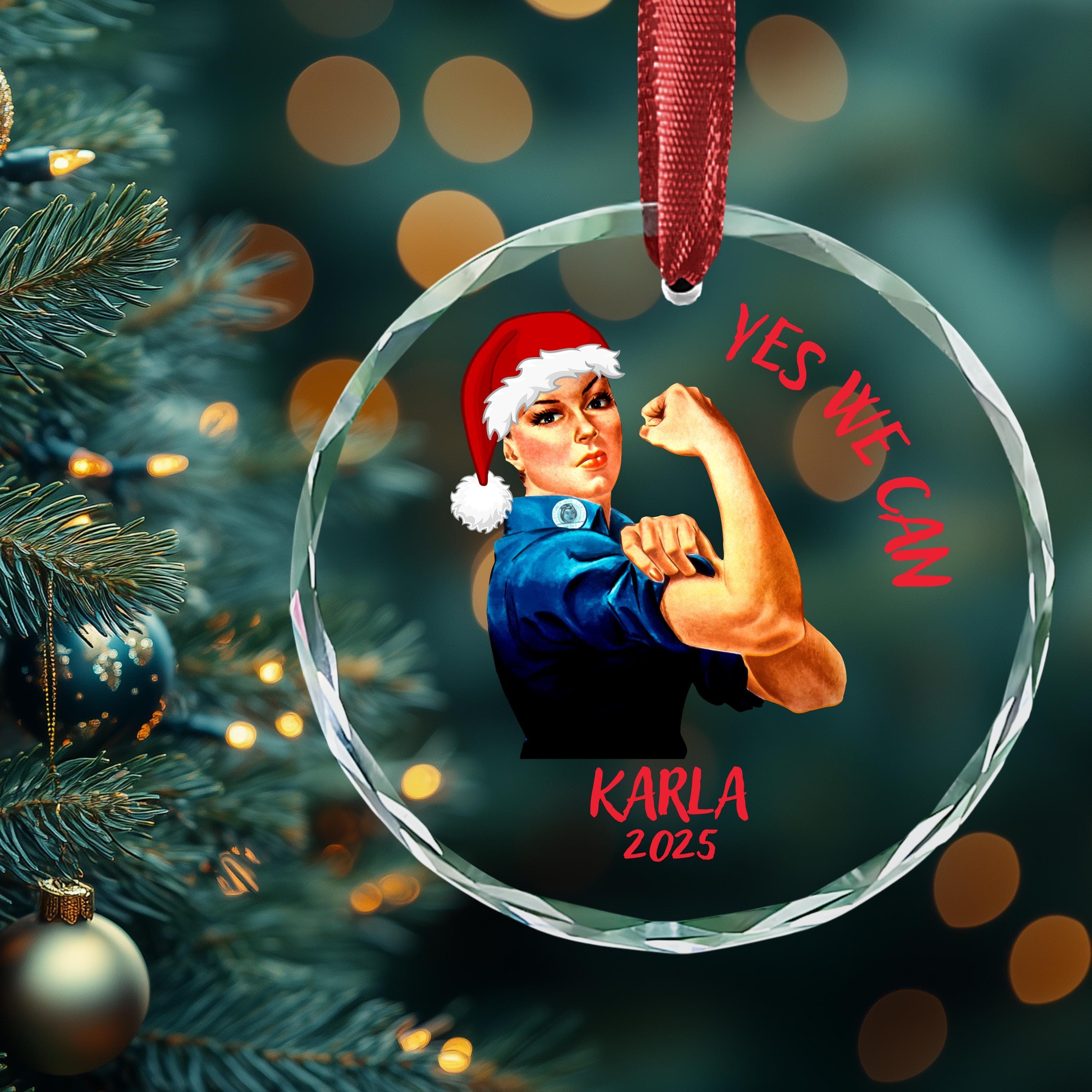 Personalized Girl Power Christmas Ornament, Yes We Can Ornament - image 5