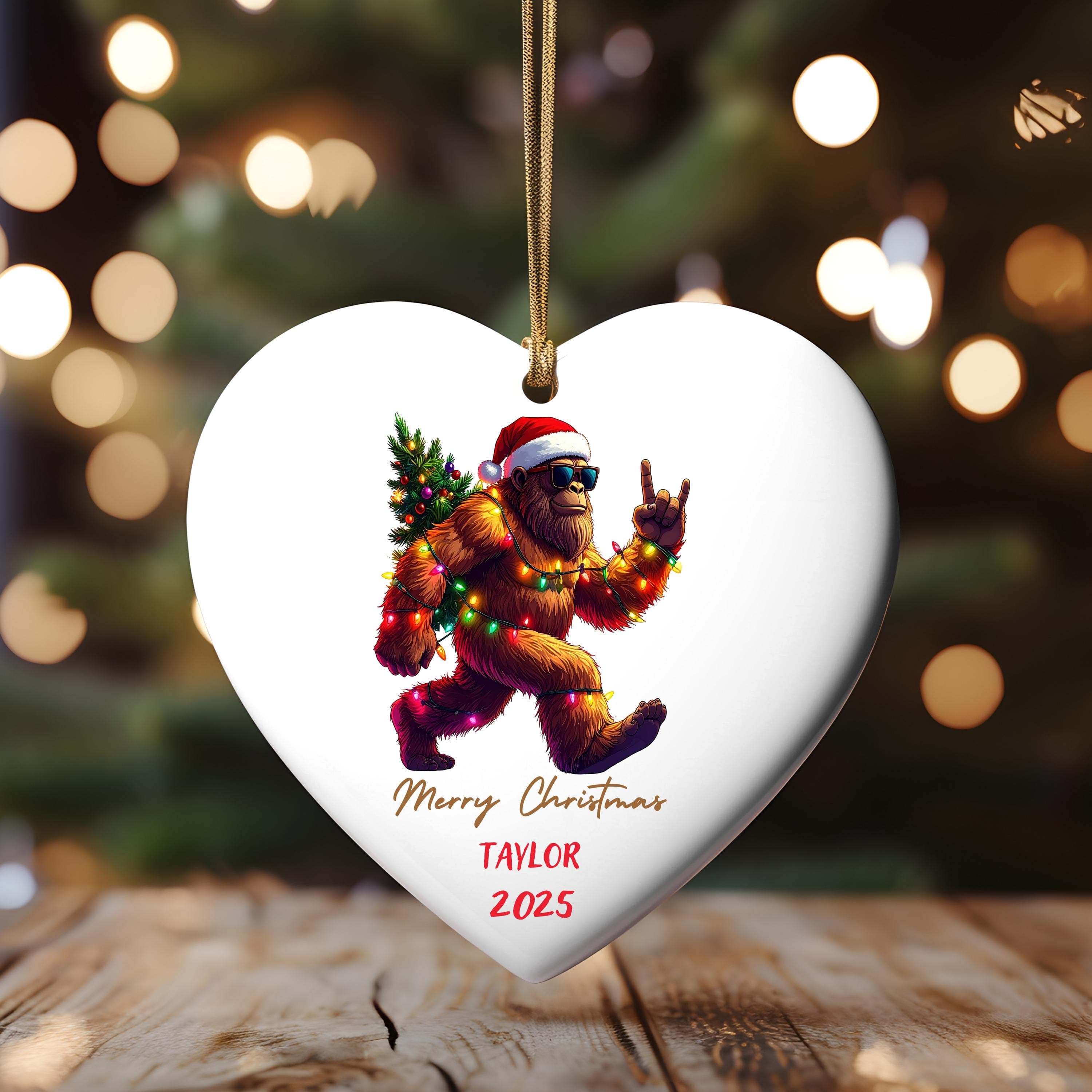 Bigfoot Christmas Ornament, Bigfoot Merry Christmas ornament, Bigfoot Tyalor ornament - image 3