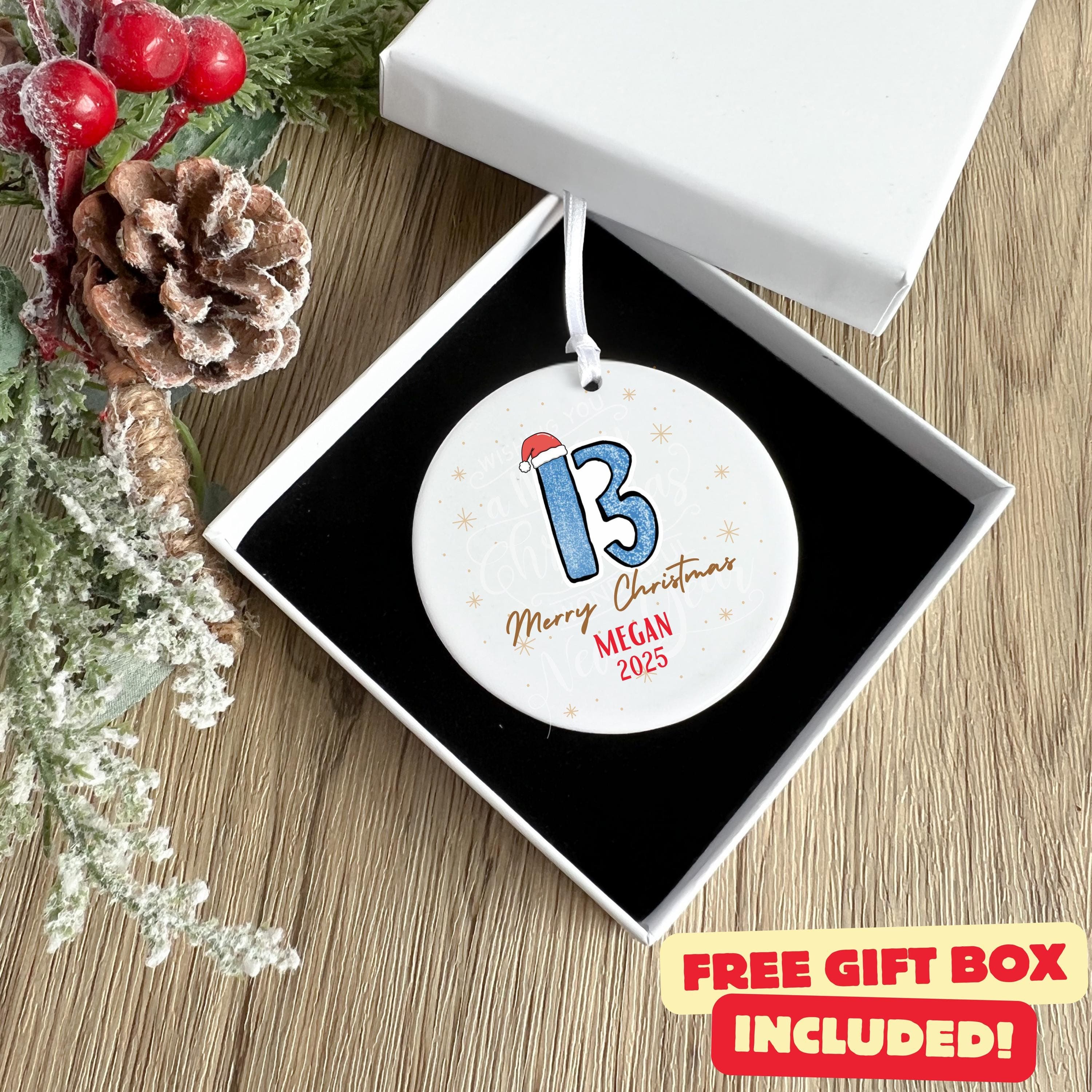 Personalized 13 Christmas Ornament, Custom 13 Keepsake, 13 Lucky Number  Ornament - image 4