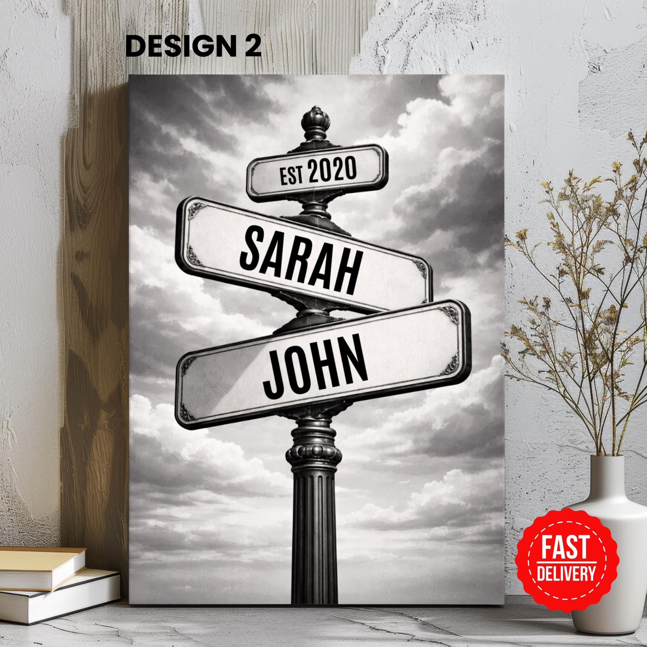 Personalized Street Sign Poster, Vintage Custom Street Sign Canvas, Engagement Wedding Gift, Couple Home Wall Art, Anniversary Gifts - image 3
