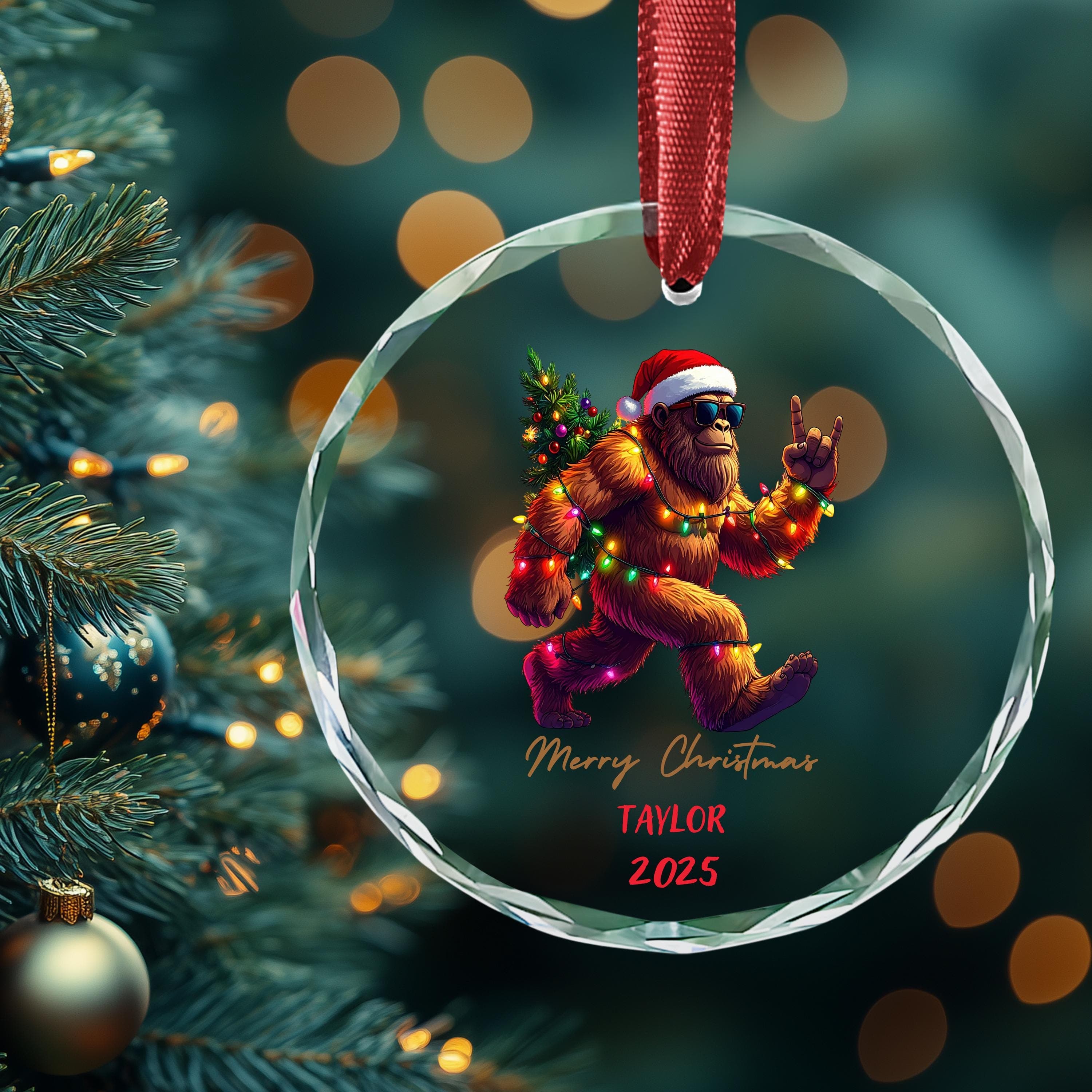 Bigfoot Christmas Ornament, Bigfoot Merry Christmas ornament, Bigfoot Tyalor ornament - image 5