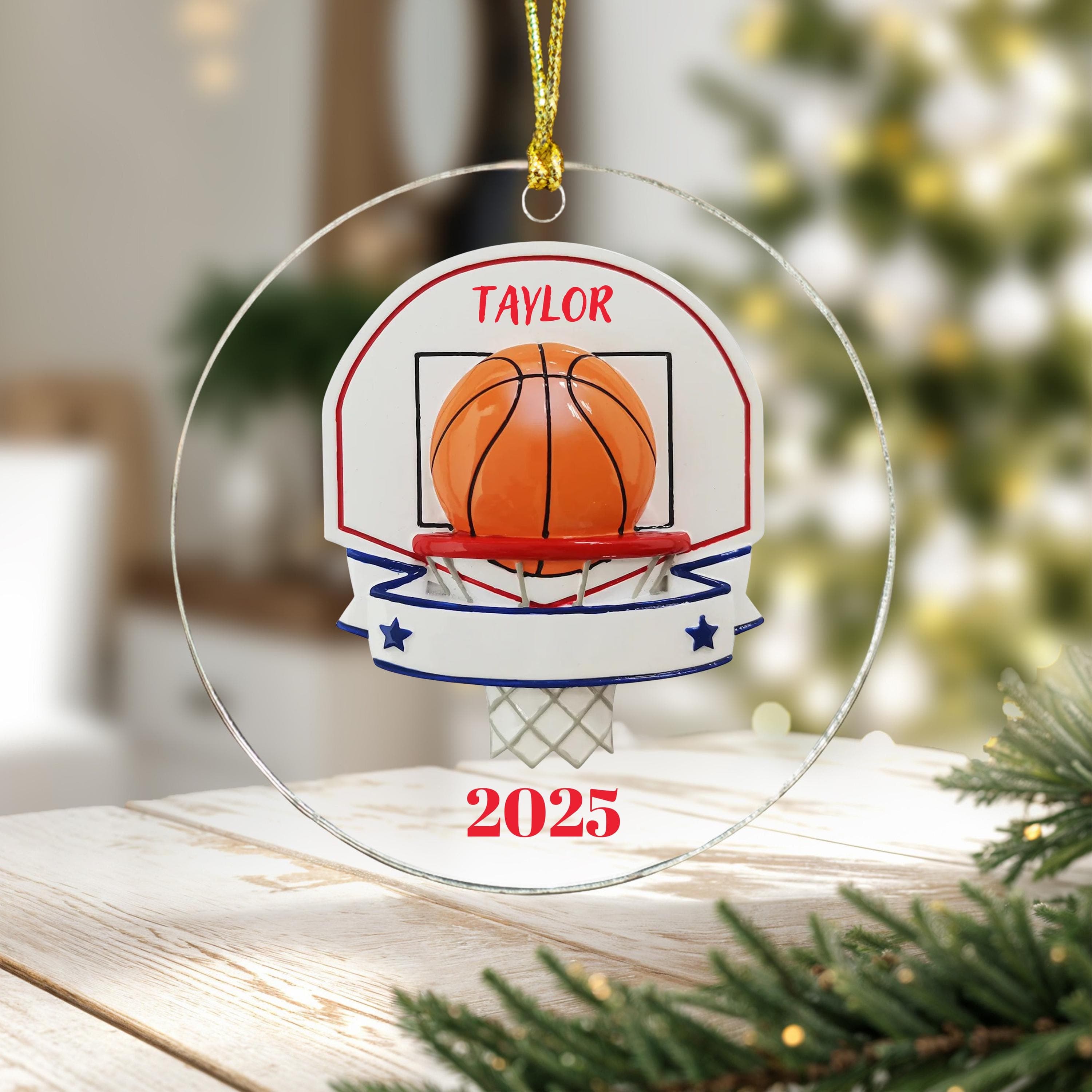 Basketball Backboard & Ball Personalized Christmas Ornament, 2025 Gift for Him Her Basketball,Custom Basketball Backboard Ornament with Name - image 4