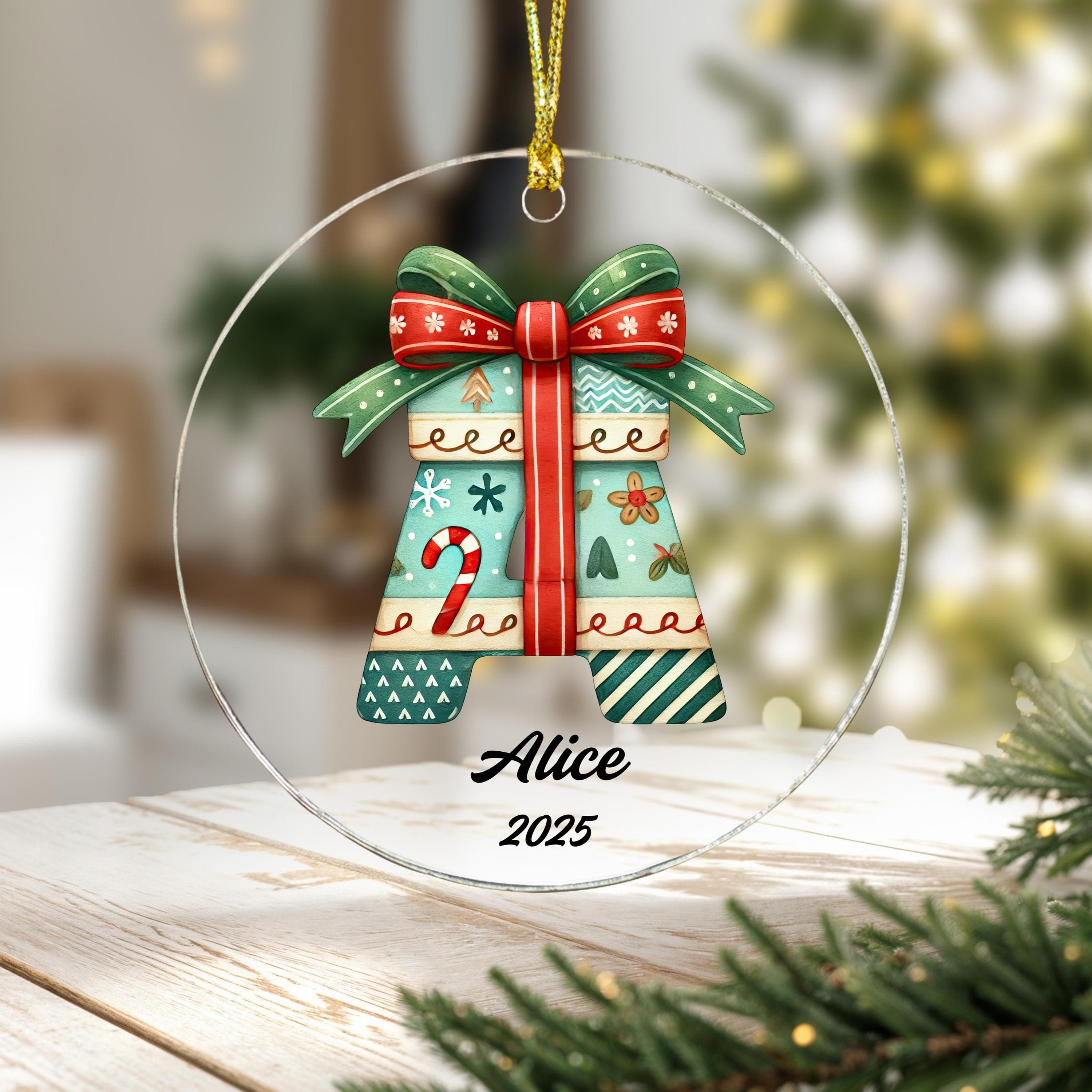 Alphabet Letter Ornament, Personalized Initial Decoration, Monogram Christmas Ornament, Holiday Gift, Custom Tree Decor - image 4