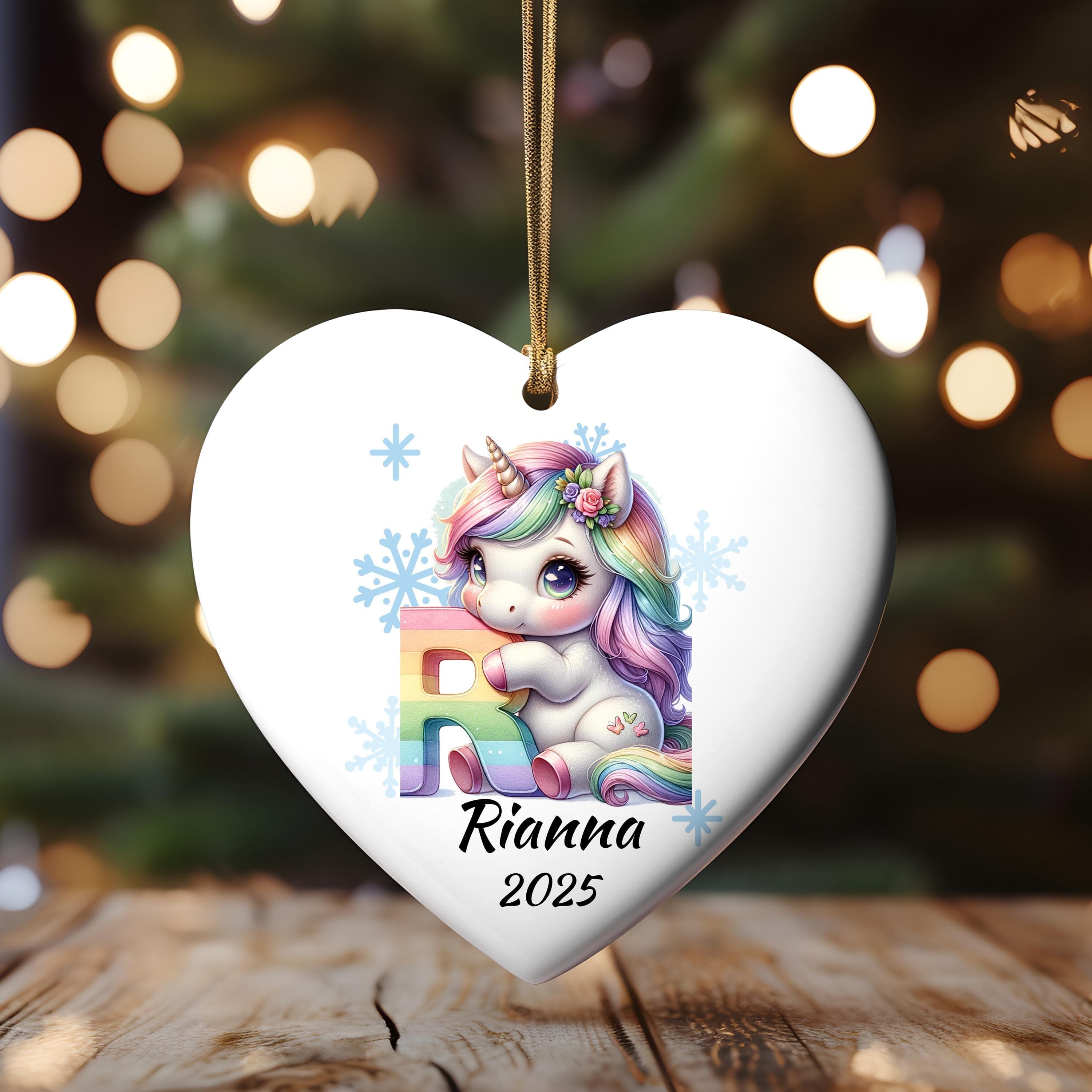 Personalized Unıcorn Initial Christmas Ornament: Custom Letter Keepsake with name, Kids Name Initial Letter Xmas gifts - image 3