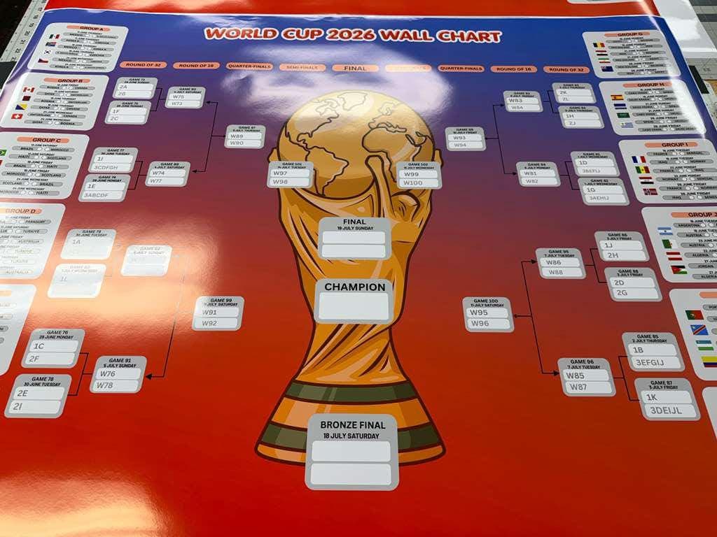 2026 World Cup Calendar, World Cup Wall Chart Poster Print, World Cup Schedule, World Cup Wall Calendar, Soccer Fixtures Chart A1 poster - image 4