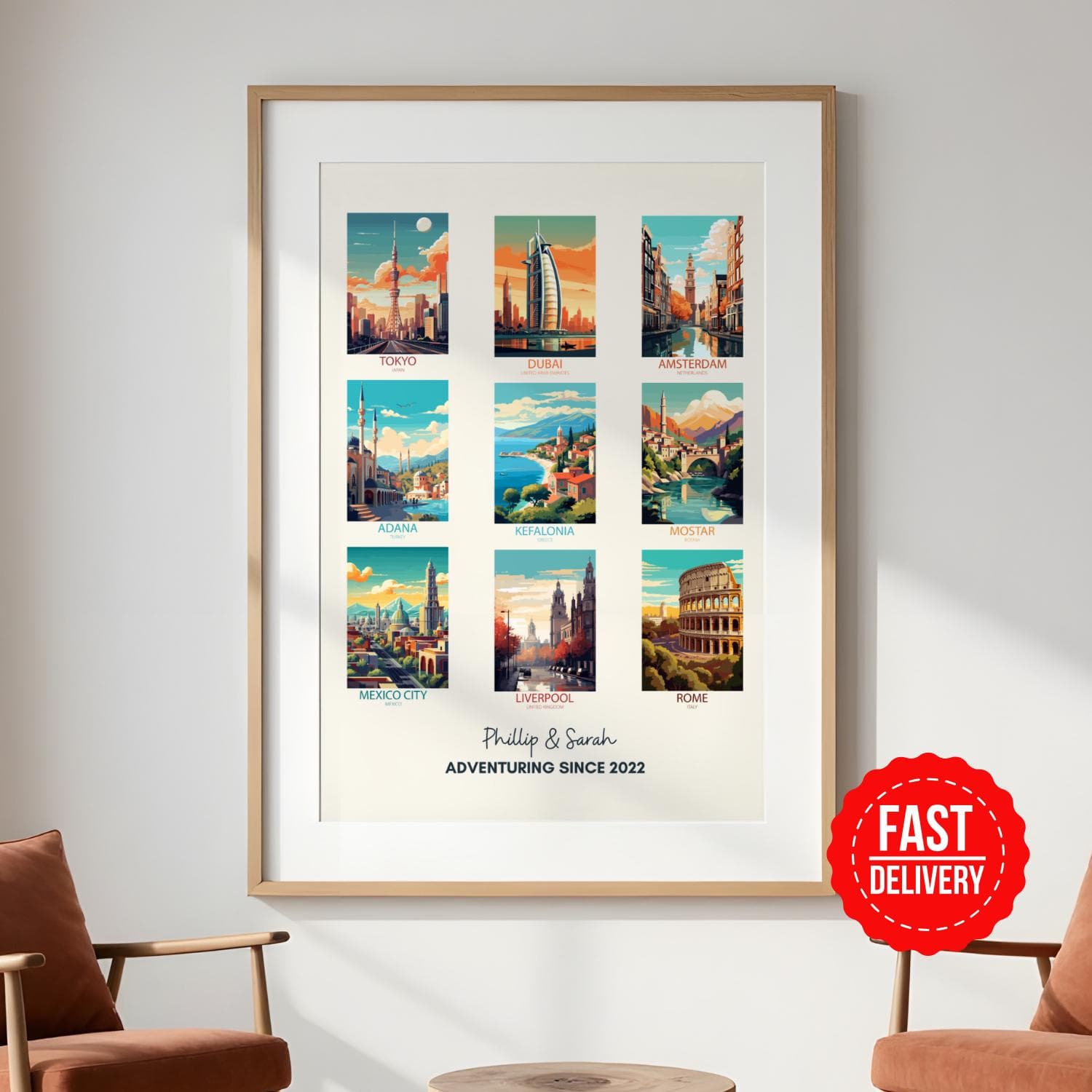 Custom Travel Print, Favorite Places Travel Gift, Personalized Travel Collage Wall Art, Personalized Travel Memories Poster Anniversary Gift - image 4