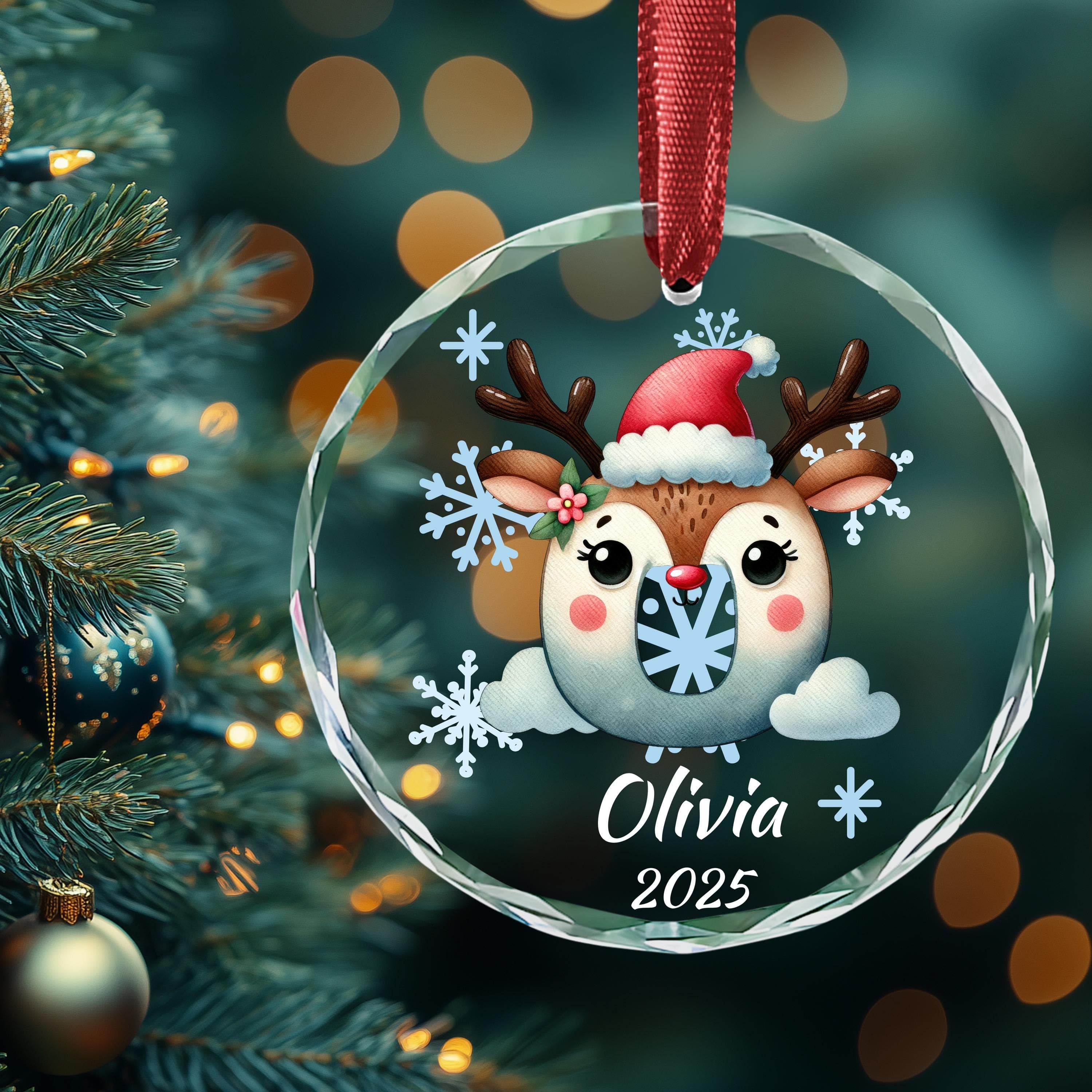 Personalized Fawn Initial Christmas Ornament: Custom Letter Keepsake with name, Kids Name Initial Letter Xmas gifts - image 5