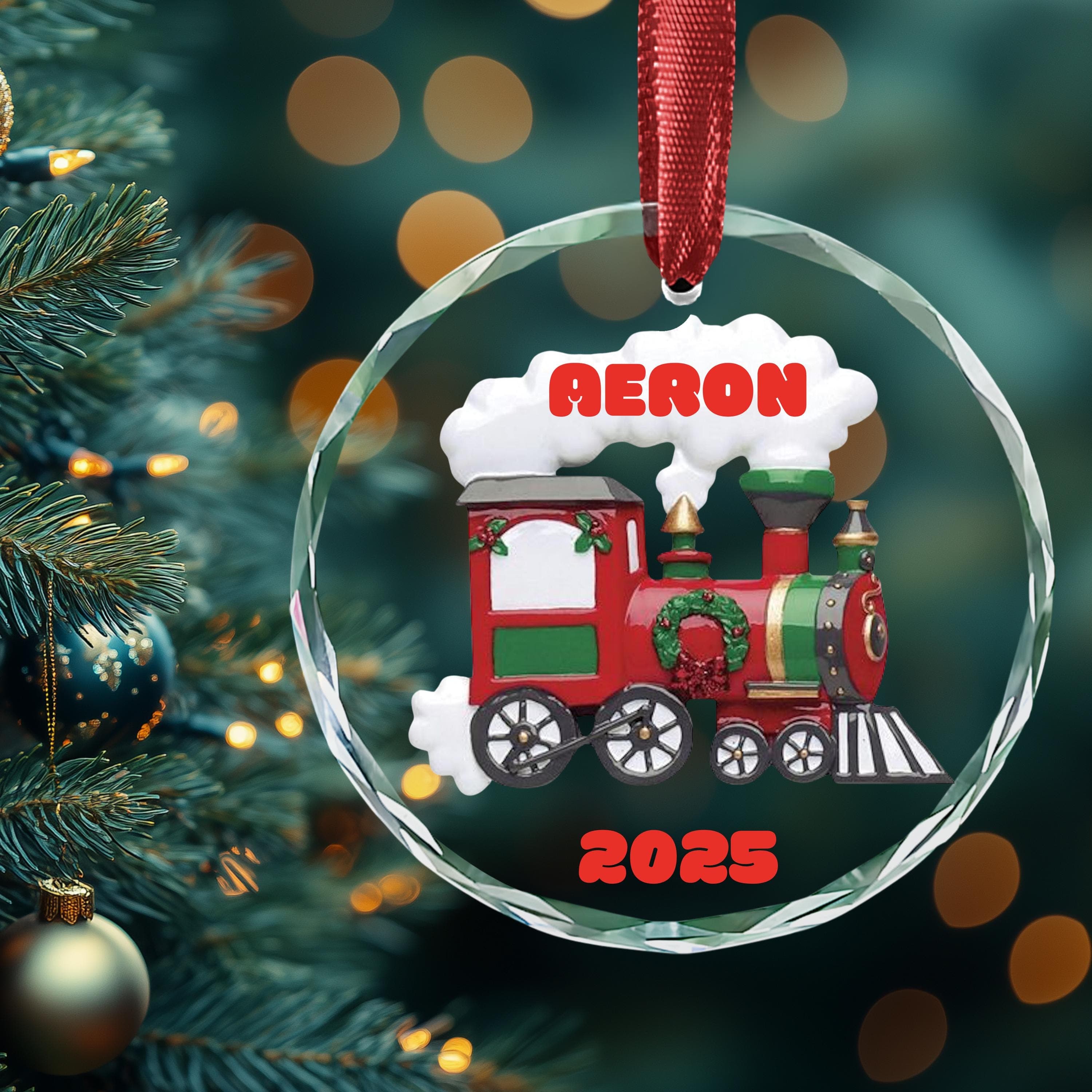 Choo Choo Train Personalized Kids Christmas  2025 Ornament, Train Ornament Gift, Custom Train Ornament with Name, Free Personalized - image 5