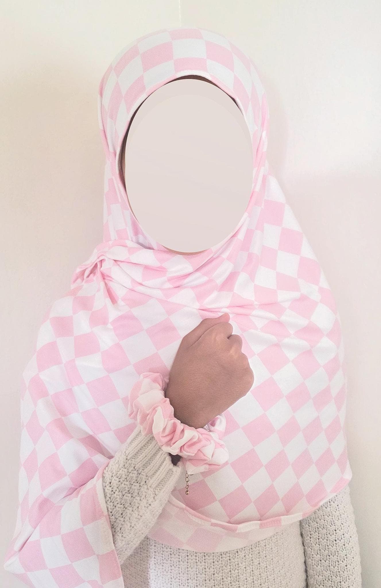 Girls' Instant Hijab: Double Brushed Knit Jersey Scarf with Scrunchie