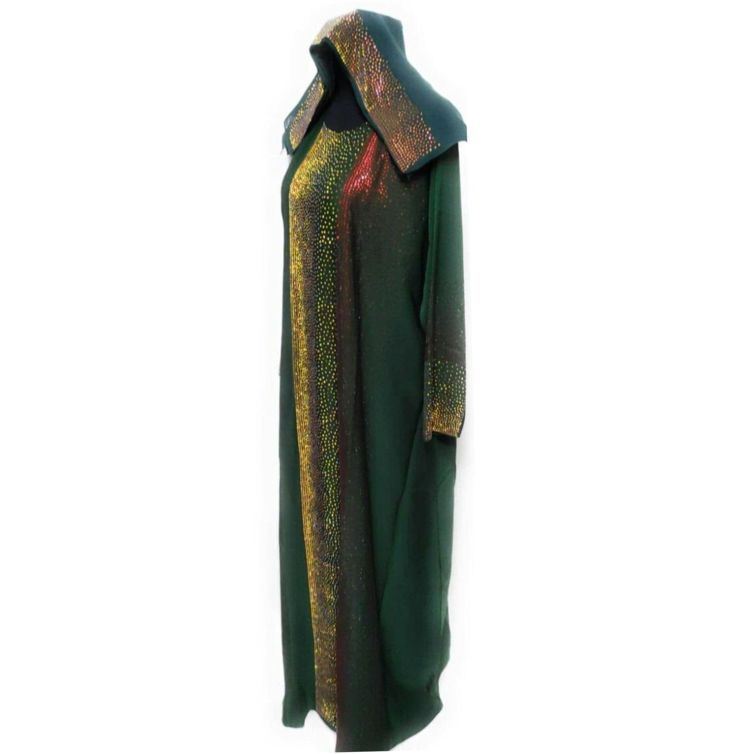 Green Stone Works Abaya Farasha Jalabiya Arab Dress - image 5