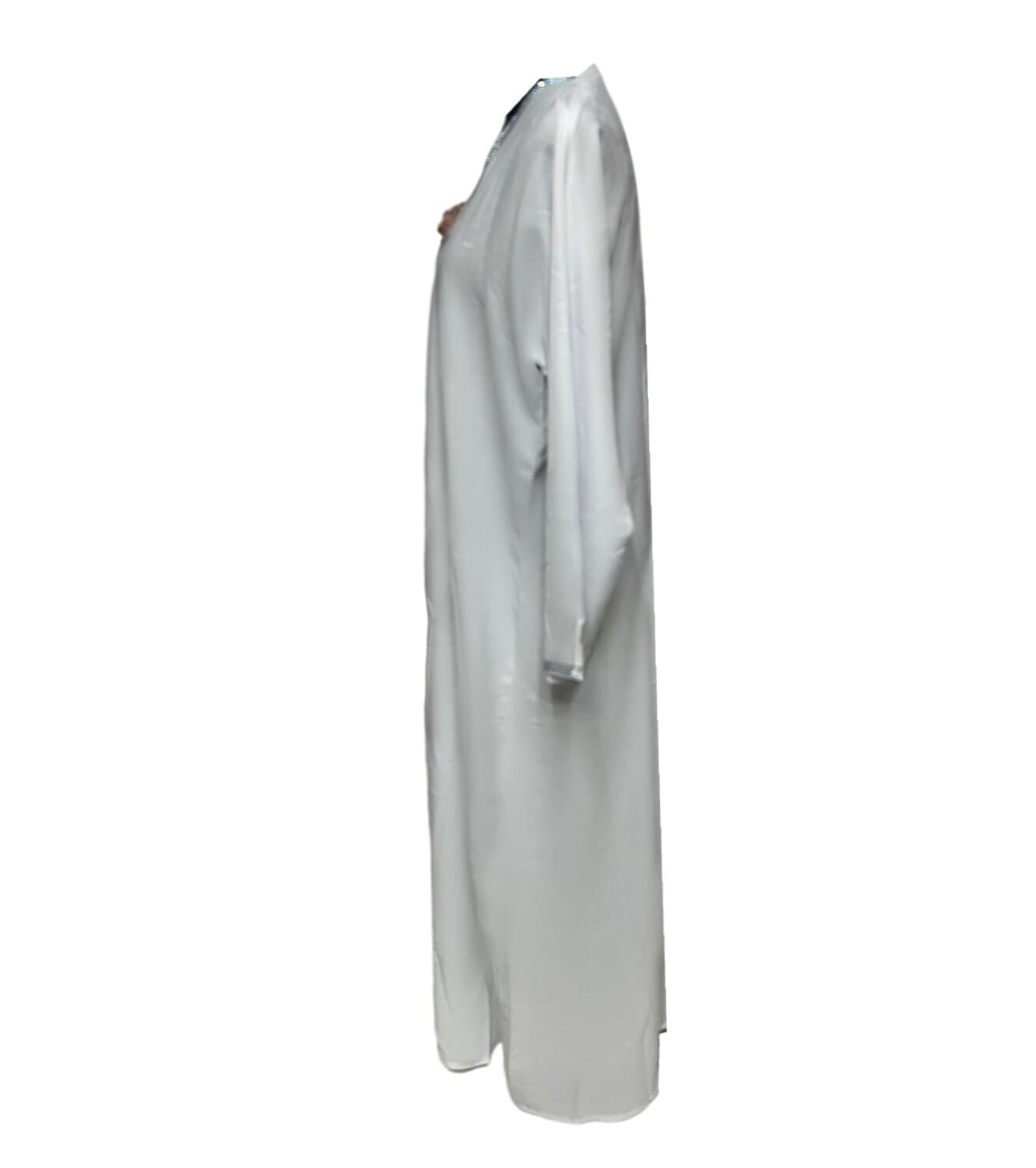 Women's White Nida Abaya Jalabiya long dress With stone work - image 4