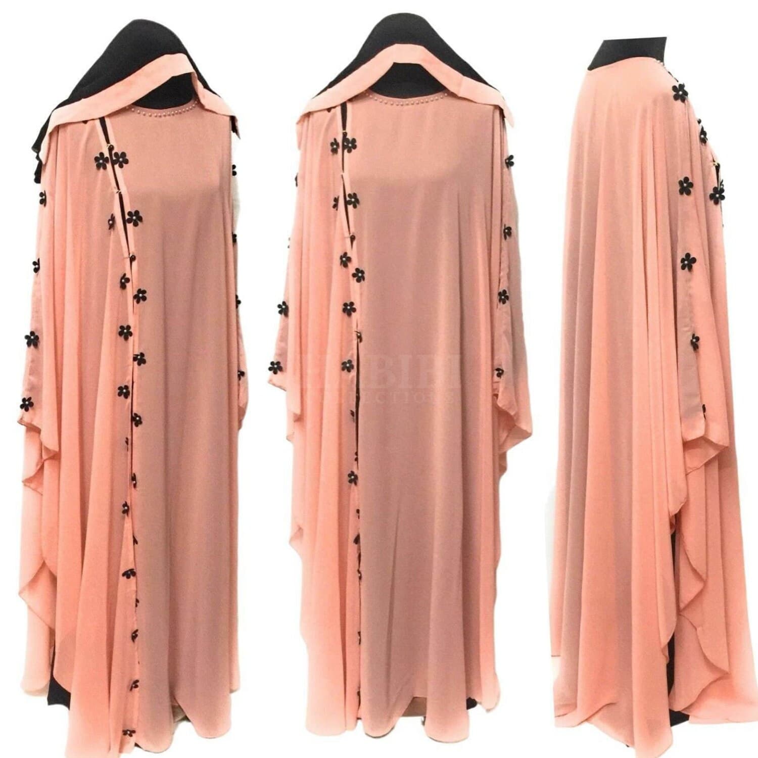 Latest Design Women Peach  Abaya Jilbab Farasha