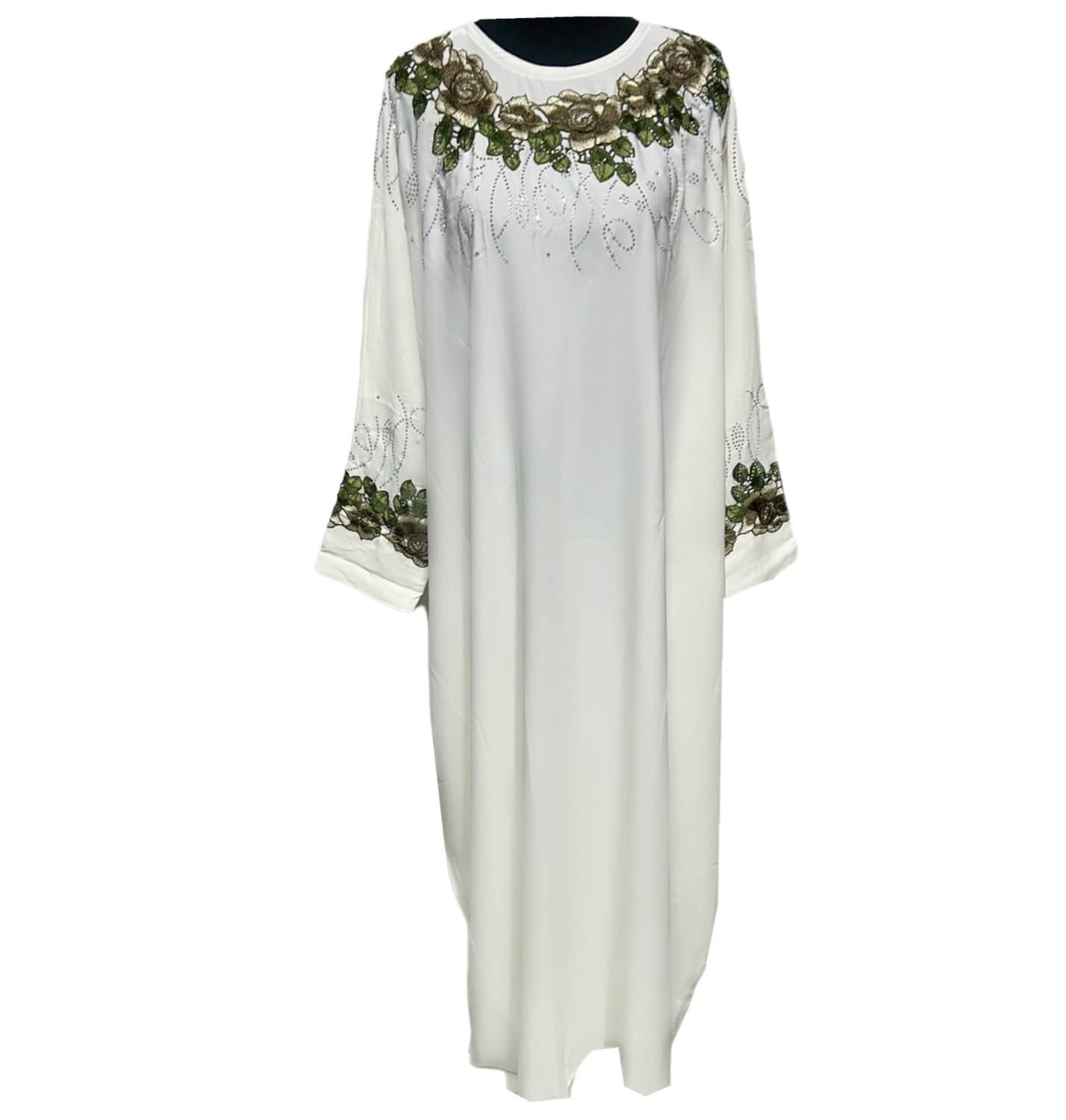 Women's Cream Batwing Farasha Abaya Jalabiya Arab Long Dress - image 4