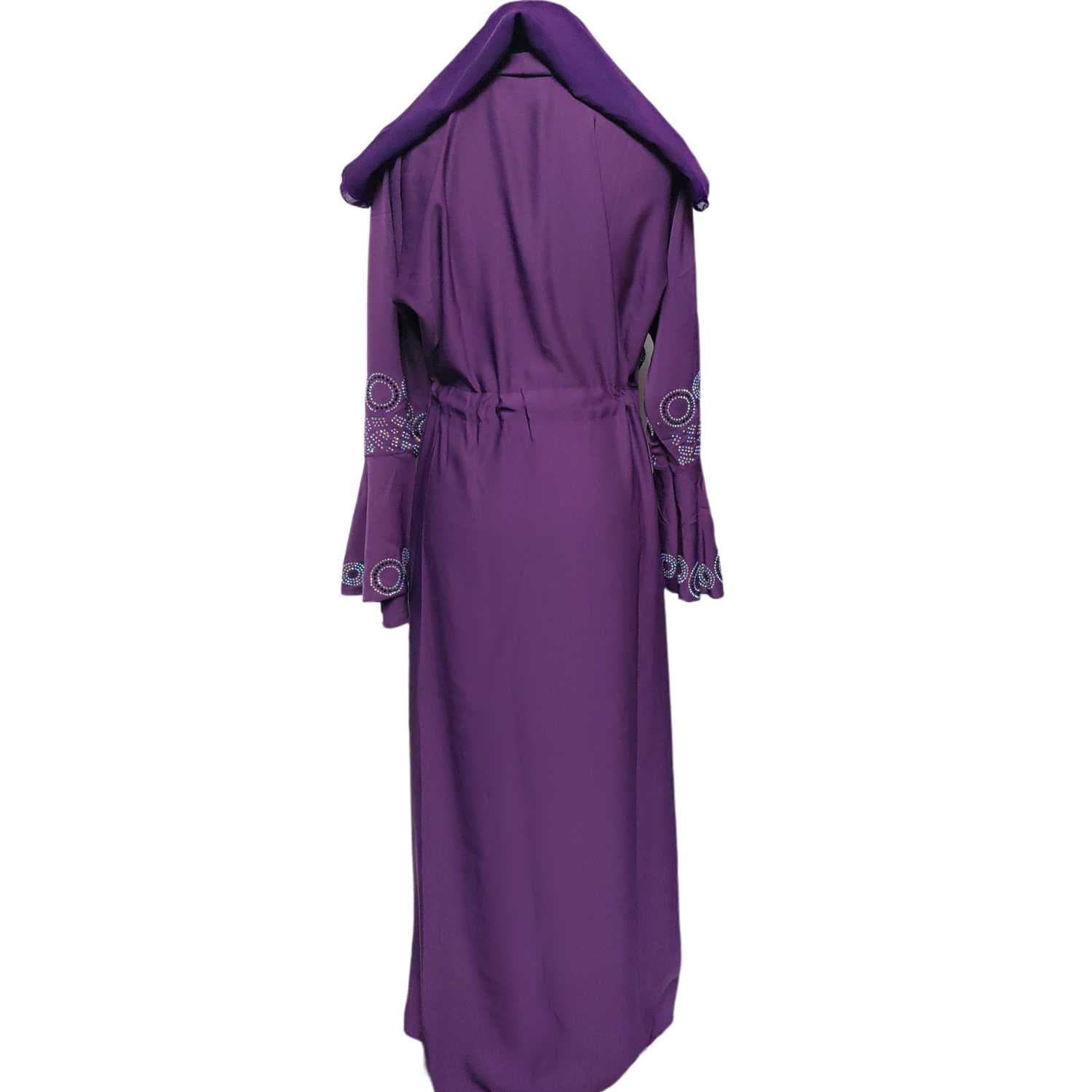 Latest Design Women Purple Open Front Abaya Farasha Jalabiya - image 5