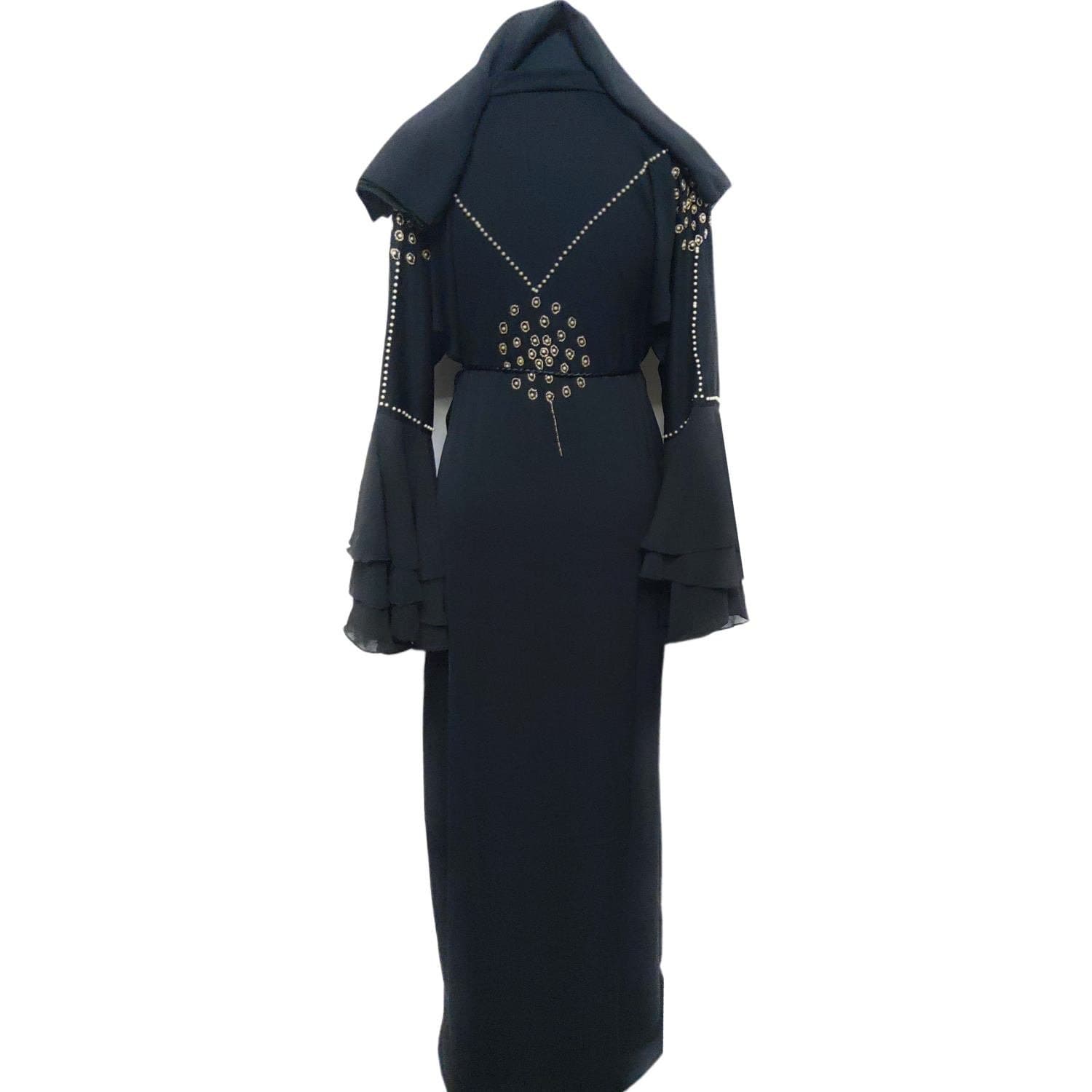 Latest Design Women Black Open Front Abaya Farasha Jalabiya - image 5