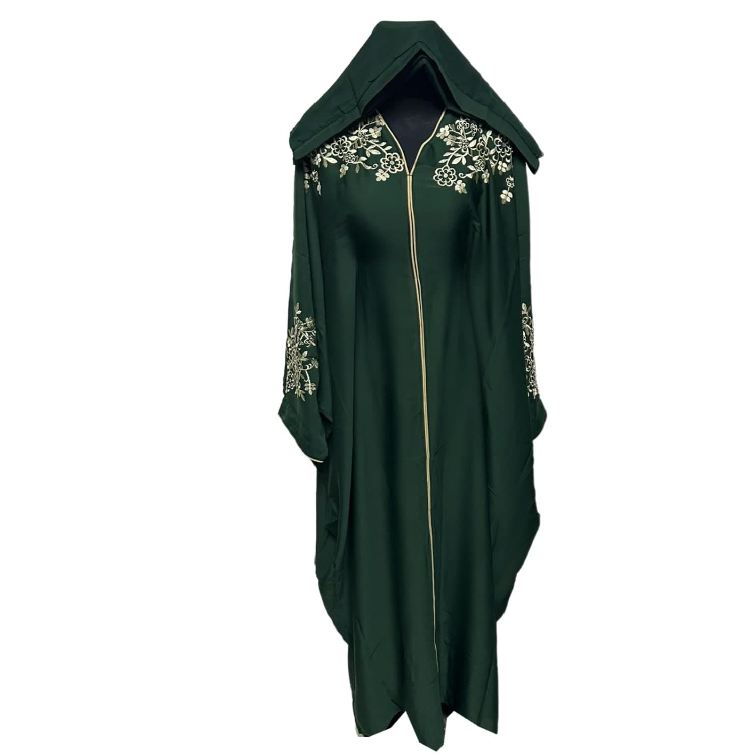 Sumaya Green Batwing Abaya Farasha Jalabiya Arab Dress With Embroidery - image 4