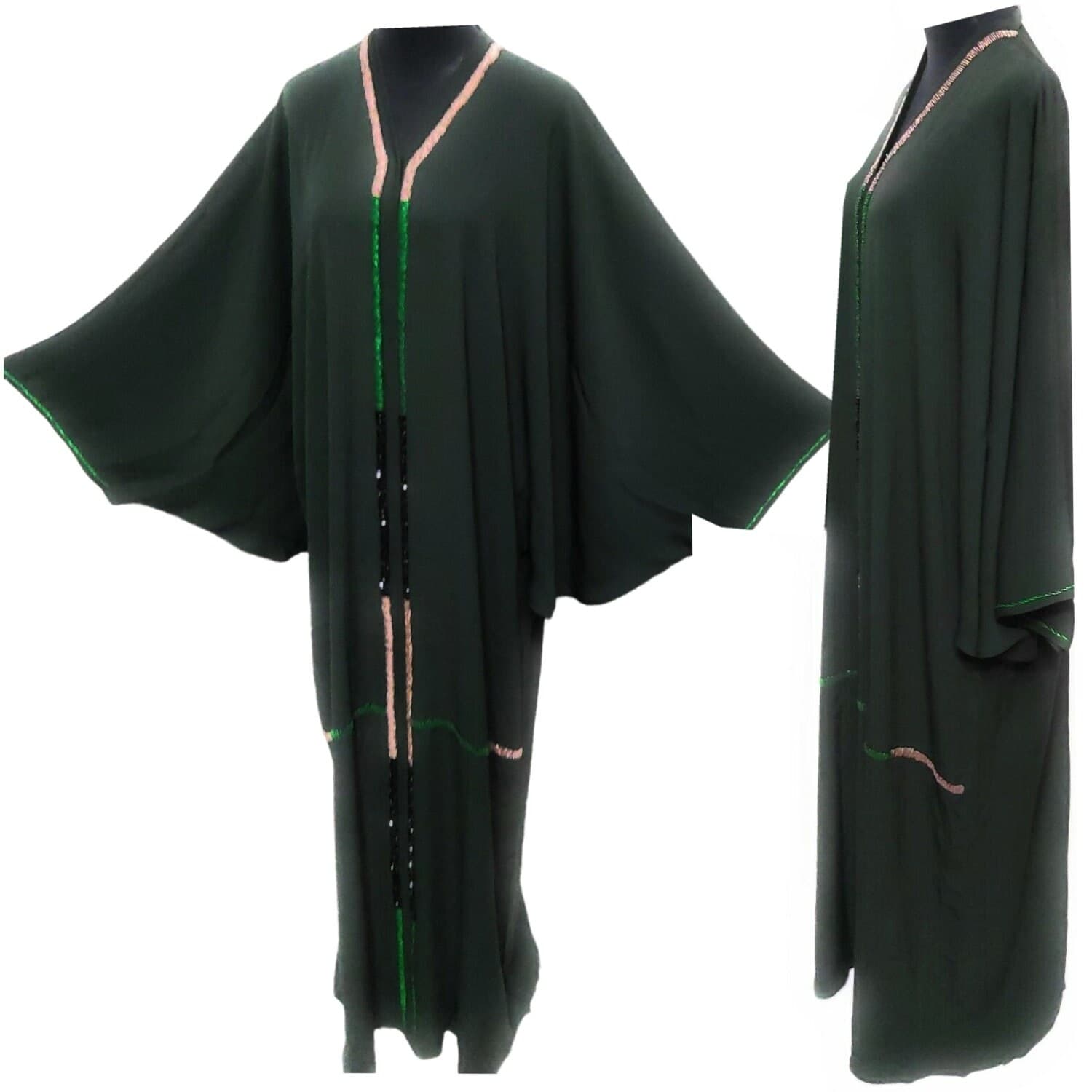 Aya Green Butterfly Abaya Farasha Jalabiya Arab Dress