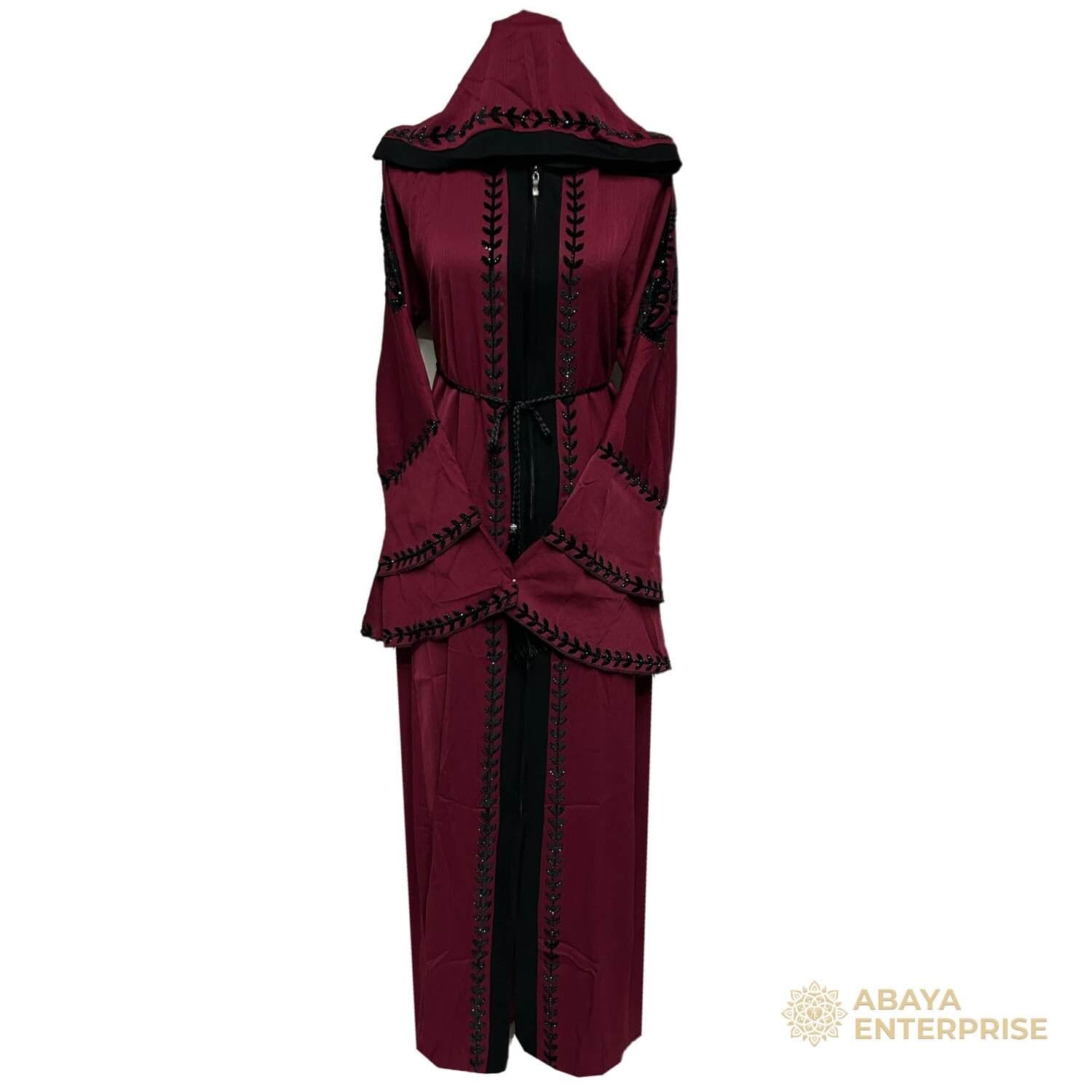 Luxury Women Zoom Hooded Stone Works Abaya Jalabiya Arab Long Dress - image 4