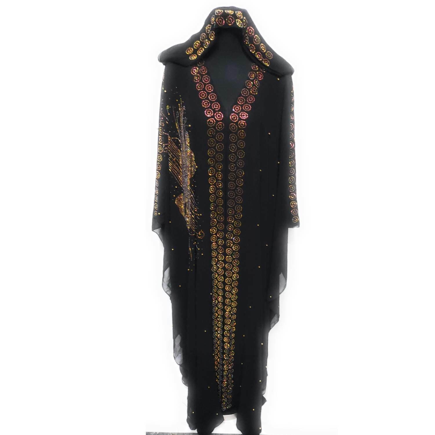 Luxury Women Black Stones Work Abaya Jalabiya Jilbab Farasha - image 5