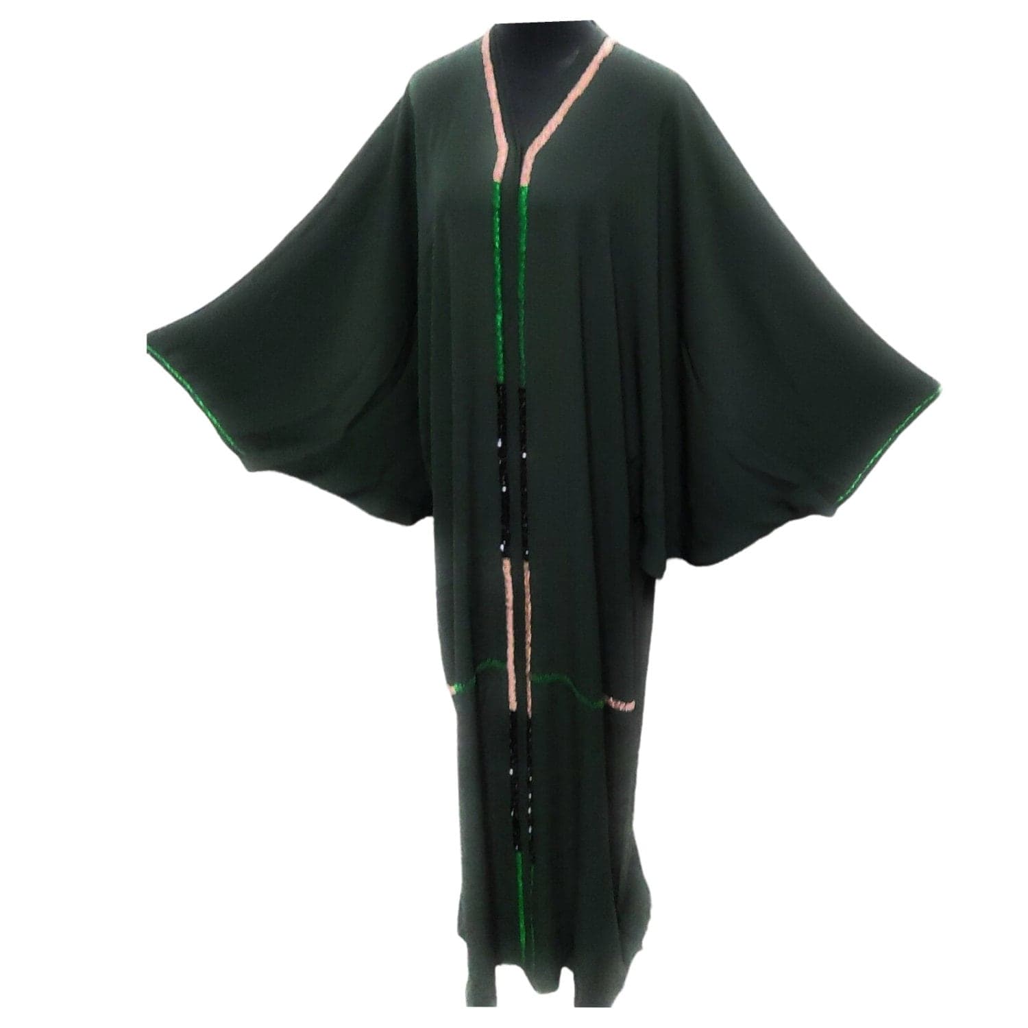 Aya Green Butterfly Abaya Farasha Jalabiya Arab Dress - image 5