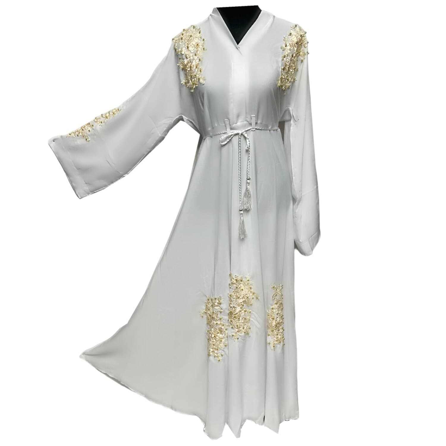Women's White Nida Umbrella Abaya Jalabiya long dress - image 5