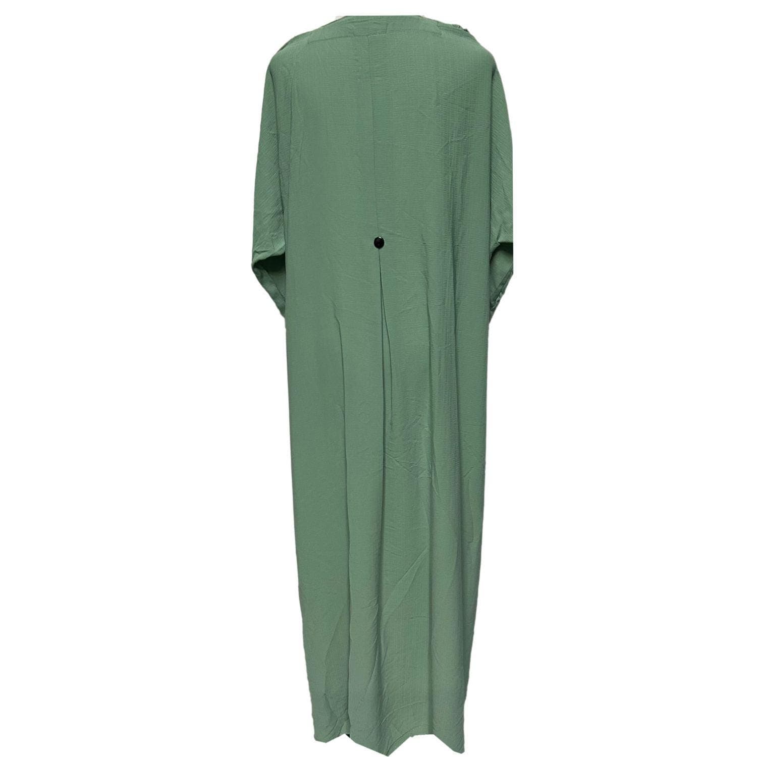Simple Abaya Jalabiya Arab Long Dress With Elastic frill sleeve - image 3