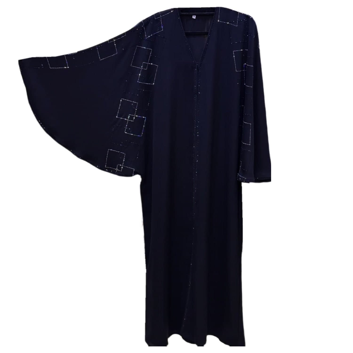 Black Batwing Farasha Abaya Jalabiya Arab Long Dress With Stone Works - image 4