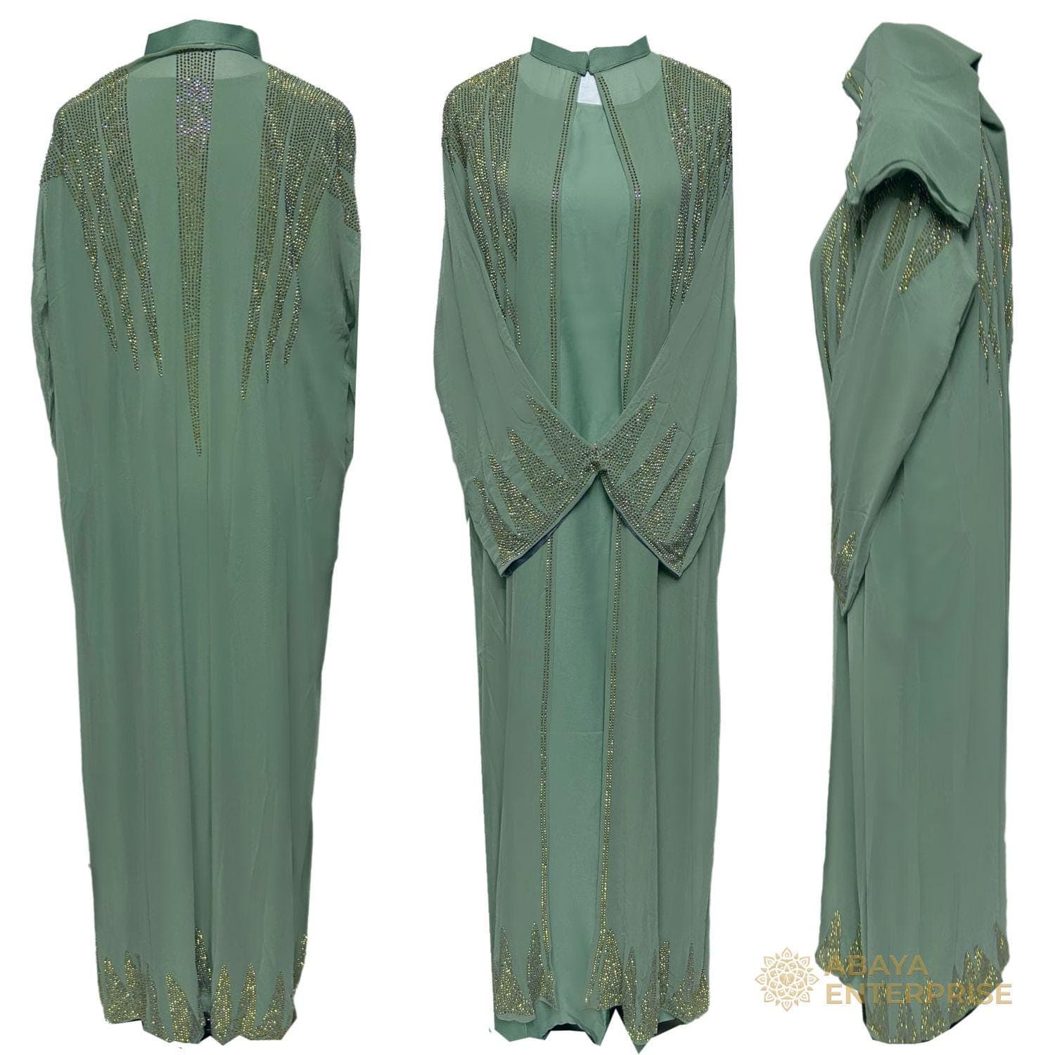 Modest Women Abaya Farasha Jalabiya Arab Dress With Stone Works