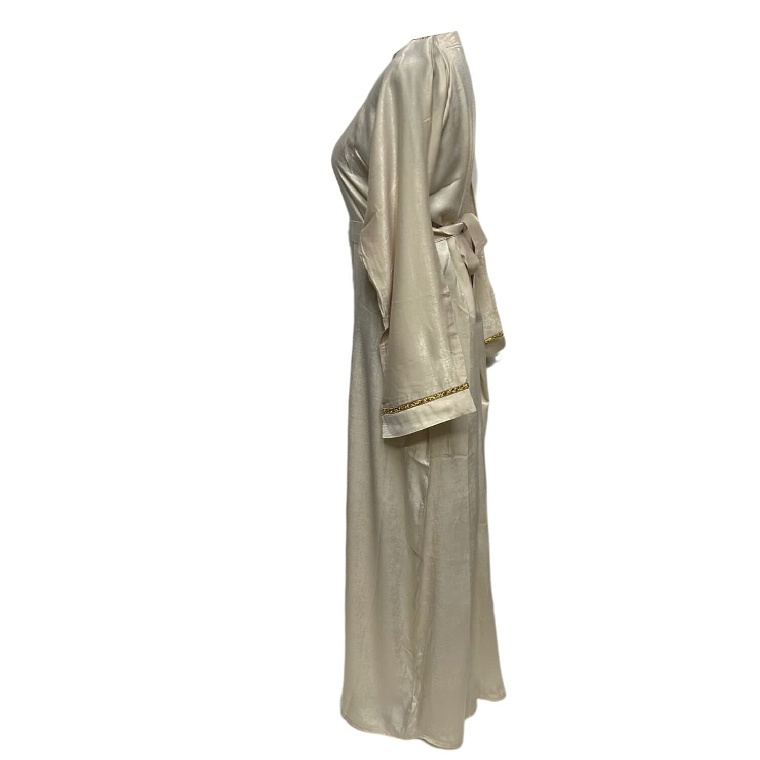 Luxury women Beige stone work Abaya Jalabiya Arab Long Dress - image 5
