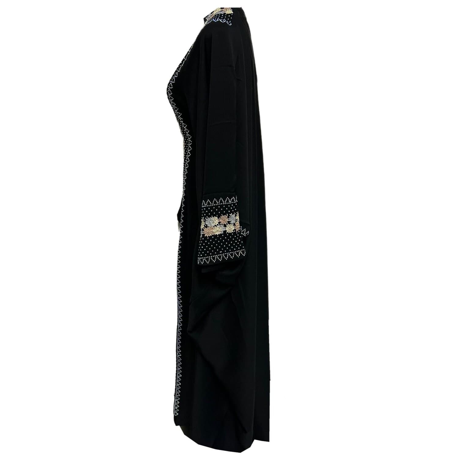 Black Batwing Abaya Farasha Jalabiya Arab Dress With Stone Works - image 5