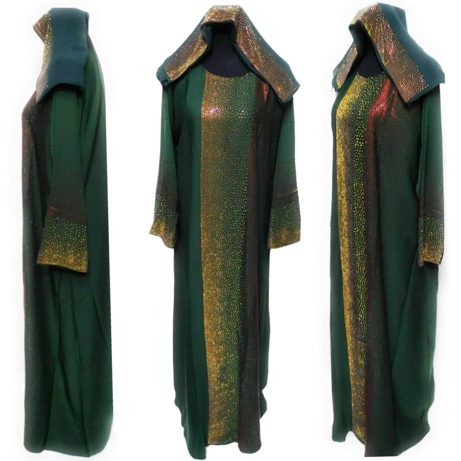 Green Stone Works Abaya Farasha Jalabiya Arab Dress