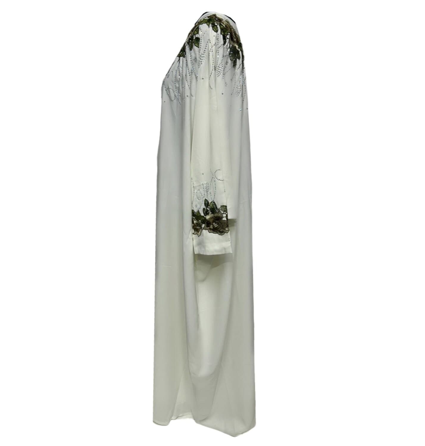 Women's Cream Batwing Farasha Abaya Jalabiya Arab Long Dress - image 5