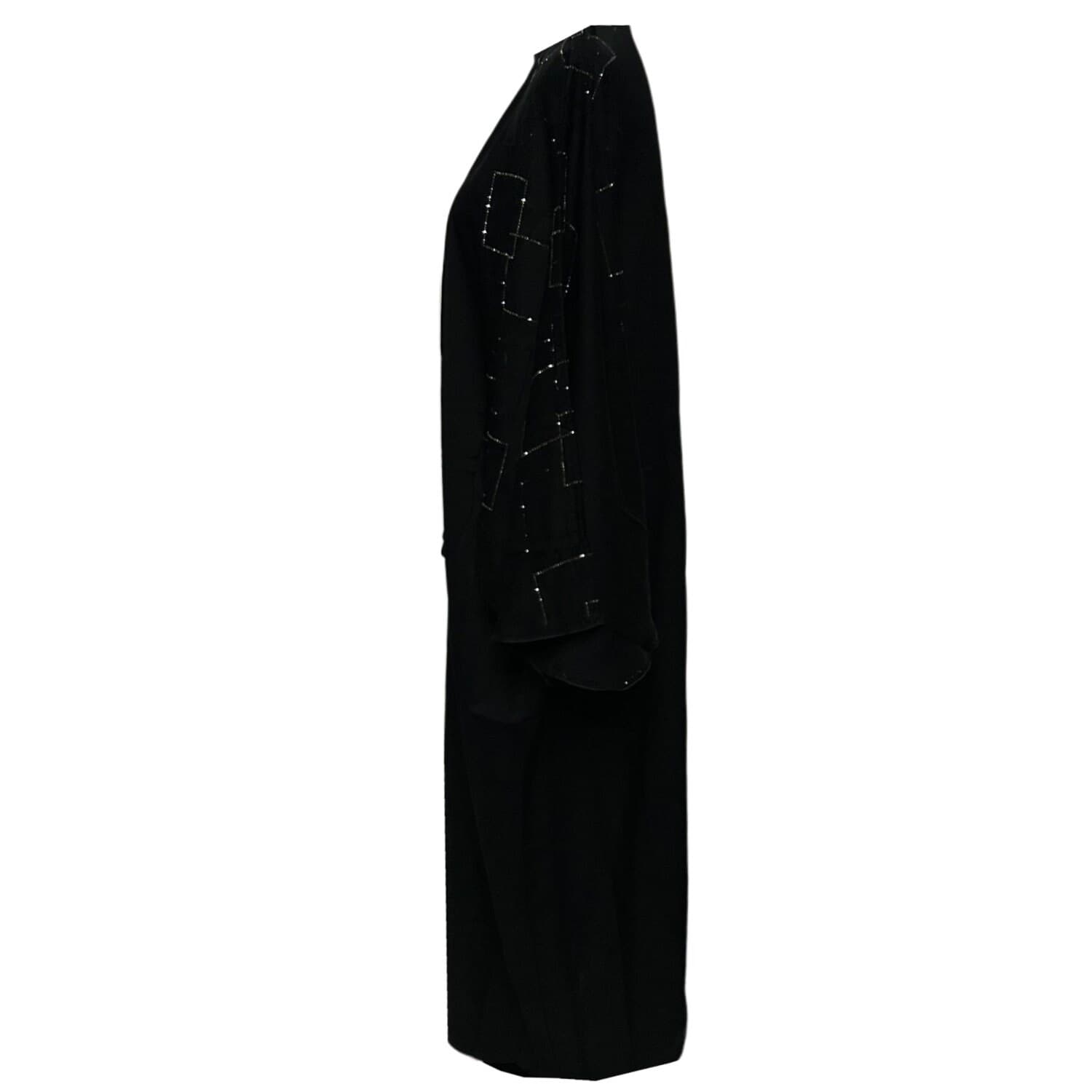 Black Batwing Farasha Abaya Jalabiya Arab Long Dress With Stone Works - image 5