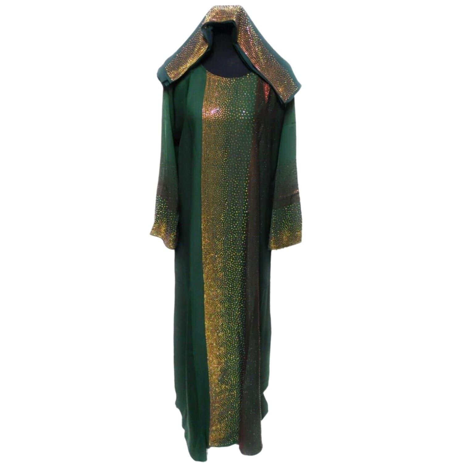 Green Stone Works Abaya Farasha Jalabiya Arab Dress - image 4