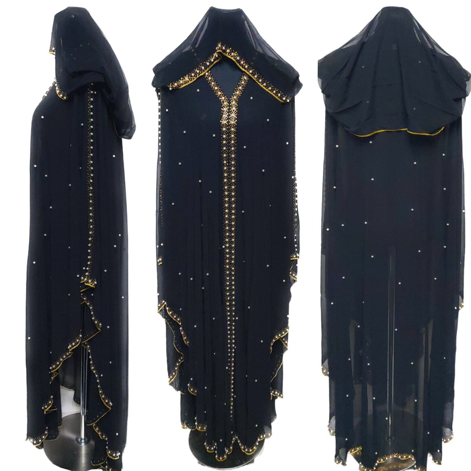 Luxury Women Black Abaya Jalabiya  Farasha Long Dress