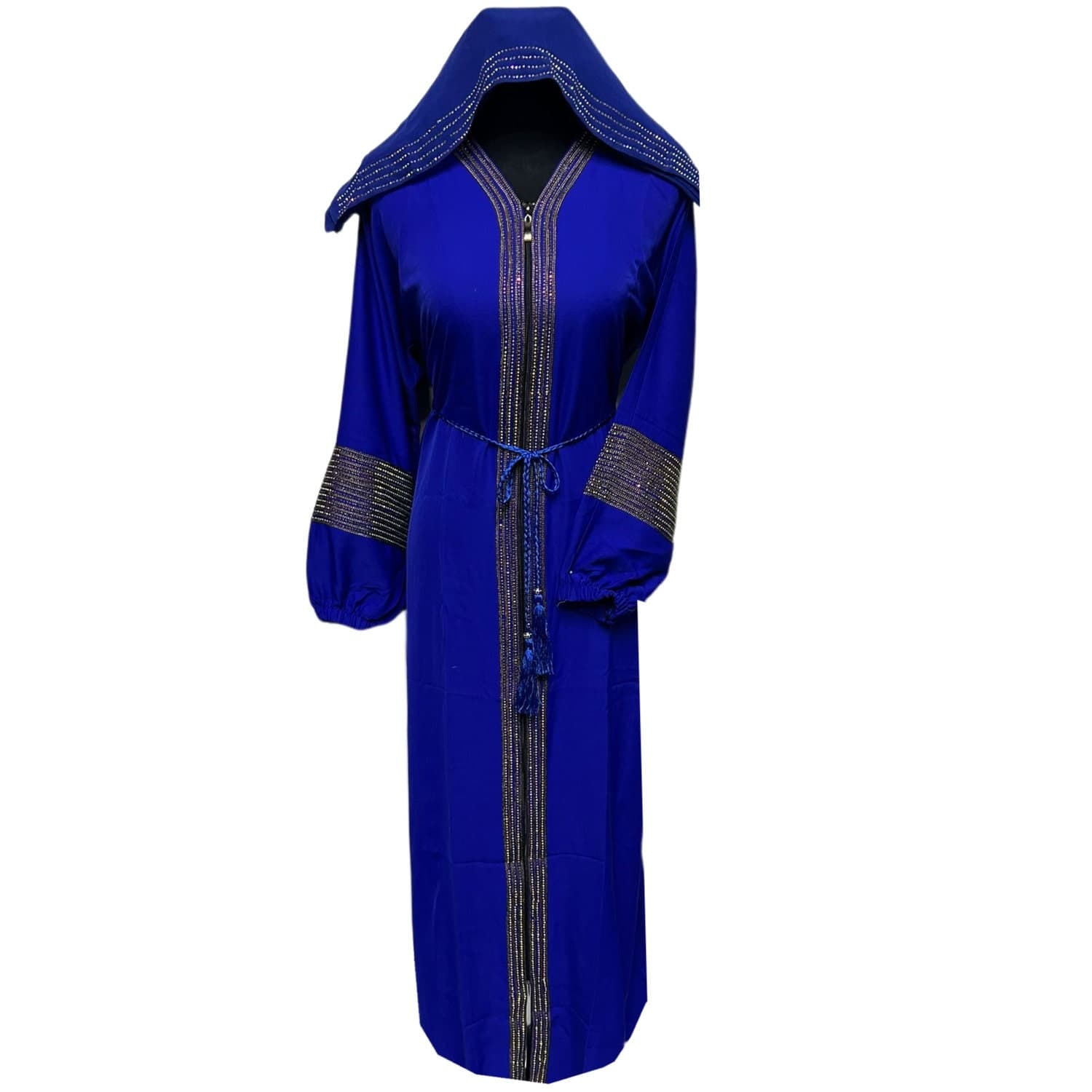 Open Front Abaya Jalabiya Arab Long Dress with stone works - image 4